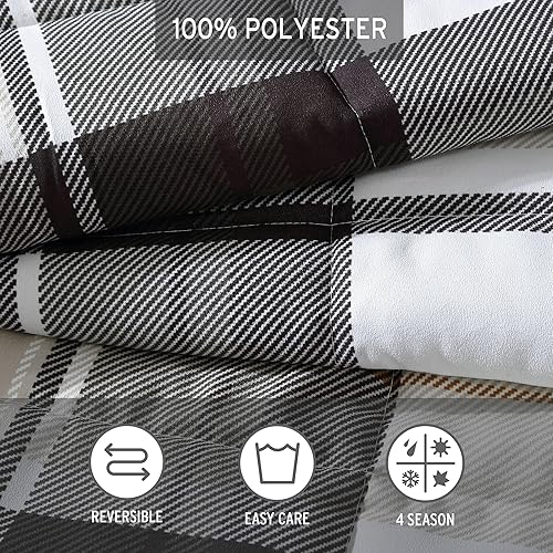 Vista 107 de Eddie Bauer - Juego de edredón Queen, ropa de cama reversible de algodón, decoración del hogar a cuadros de búfalo para todas las estaciones