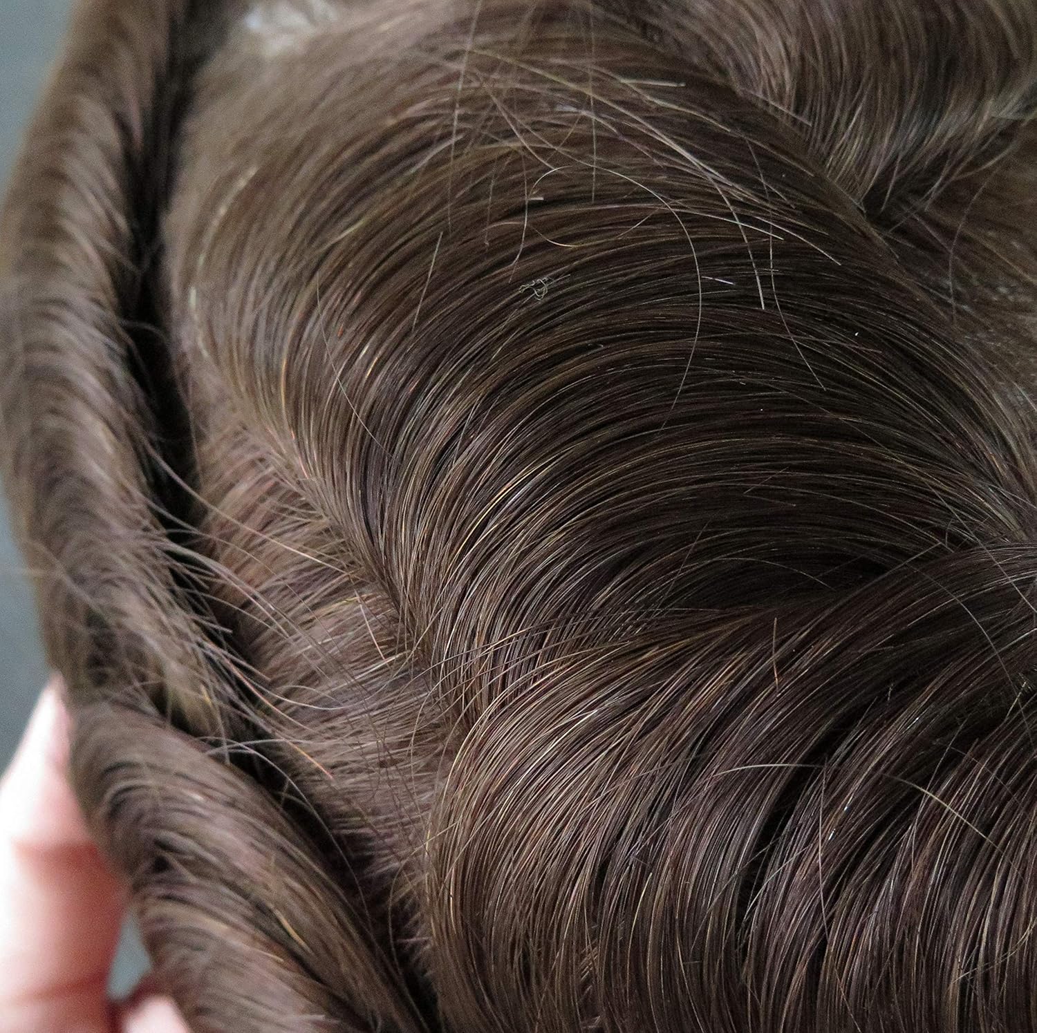 Mens Toupee Human Hair Pieces, Hair Replacement System Wigs for Men, 0.03mm Thin Skin V-looped Hair #4