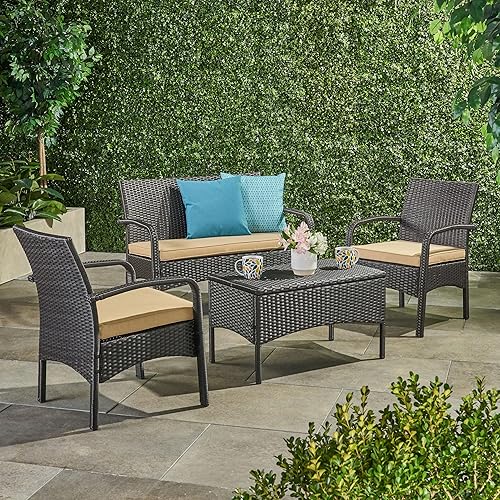 Miniatura 2 de Christopher Knight Home Cordoba - Juego de 4 piezas de ratán de polietileno, color marrón y marrón