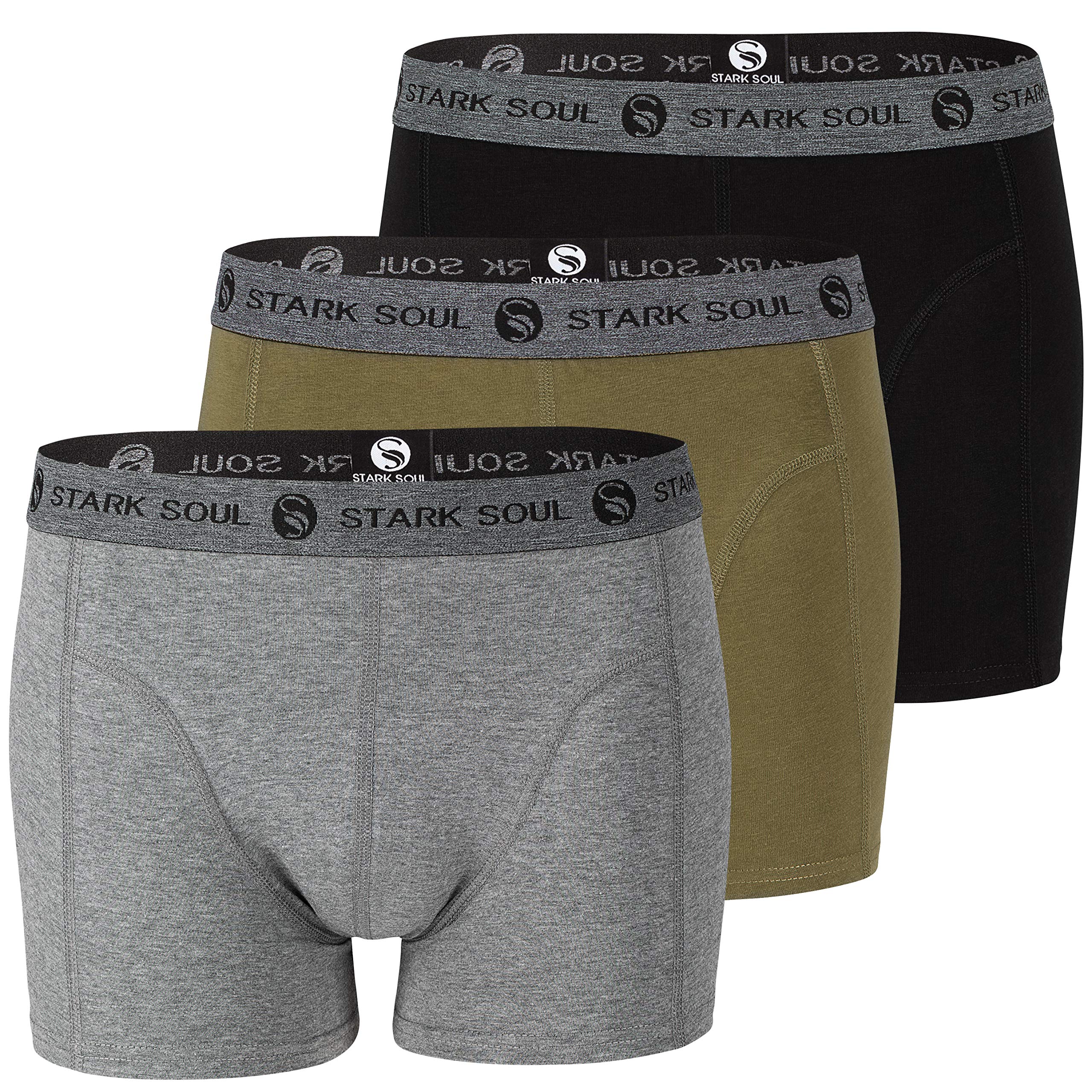 STARK SOUL Men's Boxer Shorts Pack of 3 Retro Soft Cotton Shorts