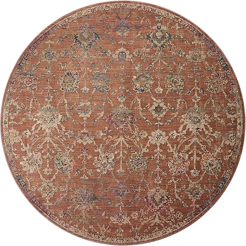 Miniatura 7 de Loloi Giada Collection GIA-05 - Alfombra tradicional color terracotamulticolor, 7 pies 9 pulgadas x 7 pies 9 pulgadas, redonda
