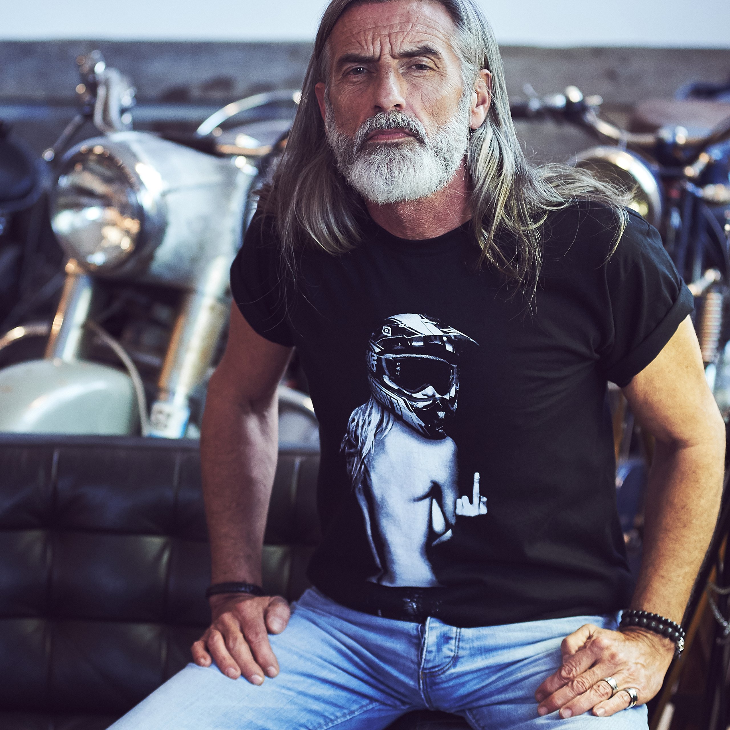 Ropa de Moto Hombre - Camiseta Motocross - Chica con Casco Moto Integral — view 2