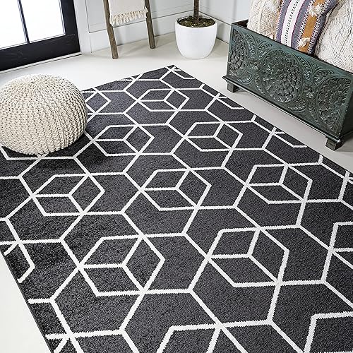 Miniatura 3 de JONATHAN Y SEU101A-8 - Alfombra geométrica moderna para interiores, estilo contemporáneo, informal, fácil de limpiar, para dormitorio, cocina, sala