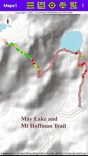 Maps1 Free Version Cell Signal Strength Dots along any Path