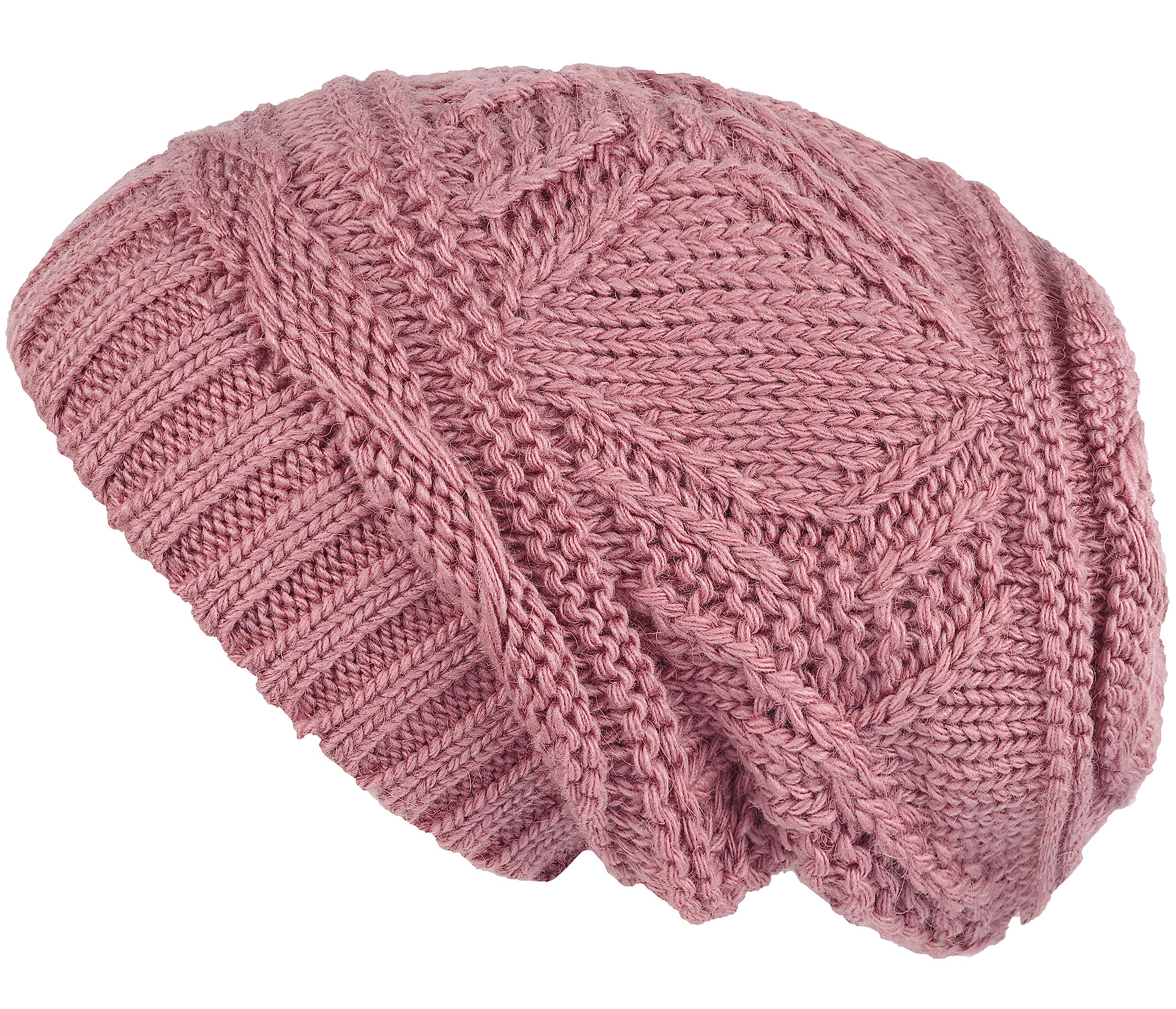 Lilax Women's Pink Knit Slouchy Oversized Soft Warm Winter Beanie Hat