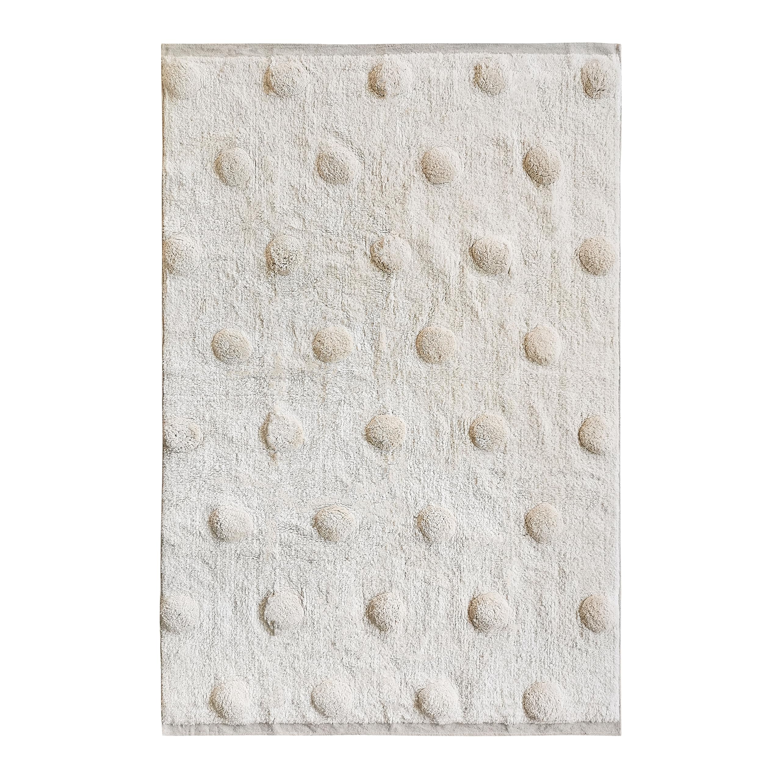 THE DECO FACTORY Kids BIG Dots – Alfombra 100% algodón, diseño de lunares grandes en relieve natural, 100 x 150 cm