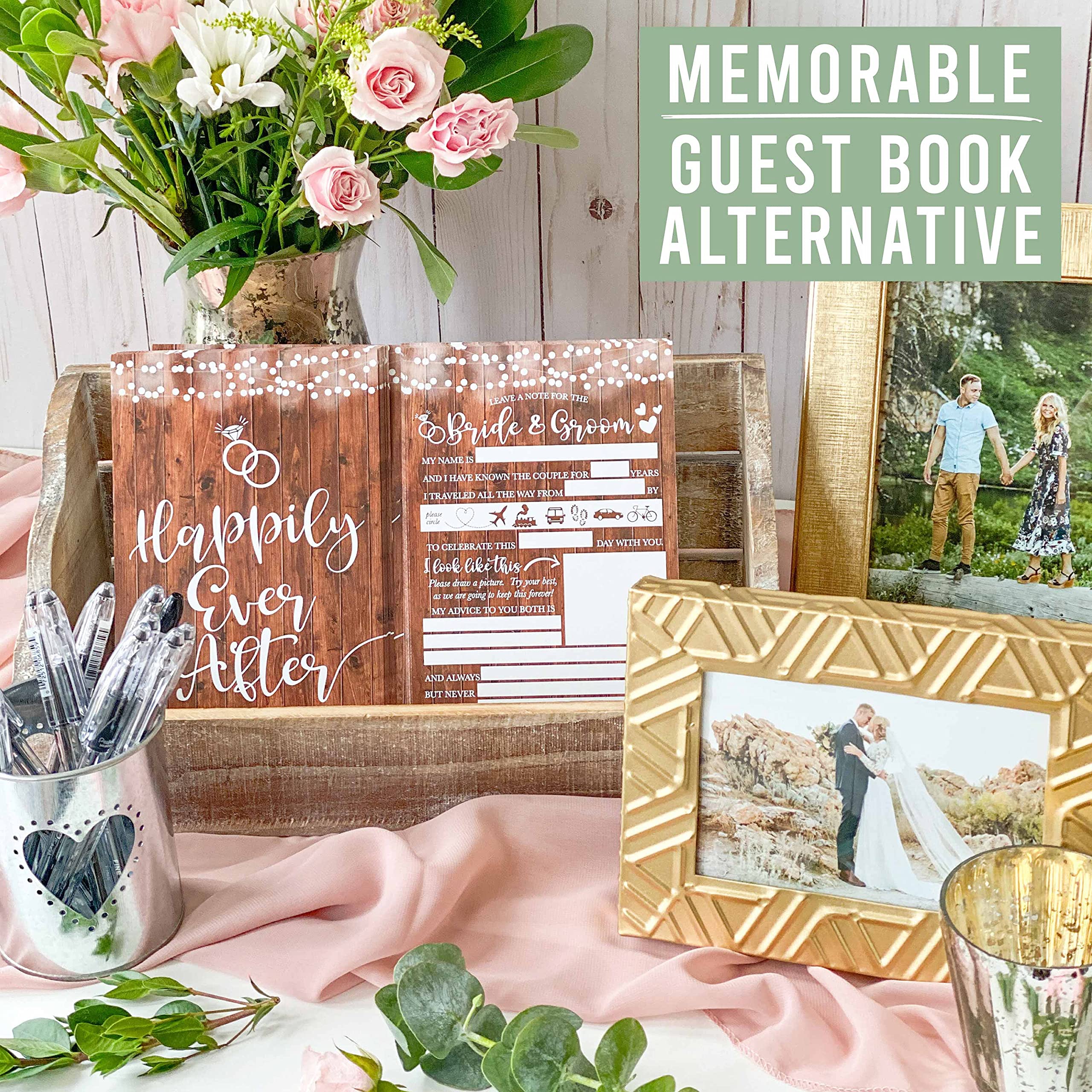 Buy 25 Wedding Advice Cards for Bride and Groom, Rustic Bridal Shower