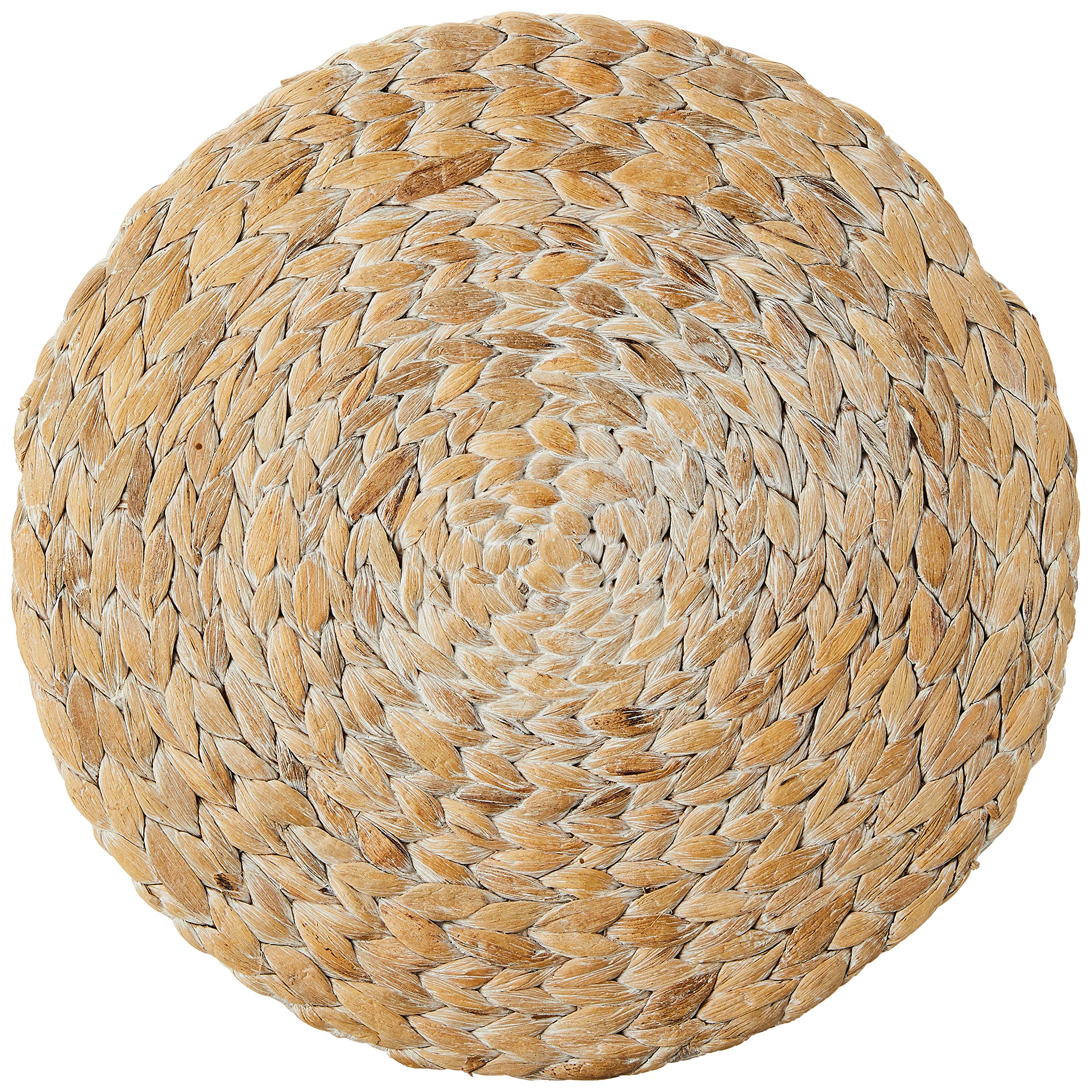 Water Hyacinth Braided Natural Placemat, 15", Whitewash