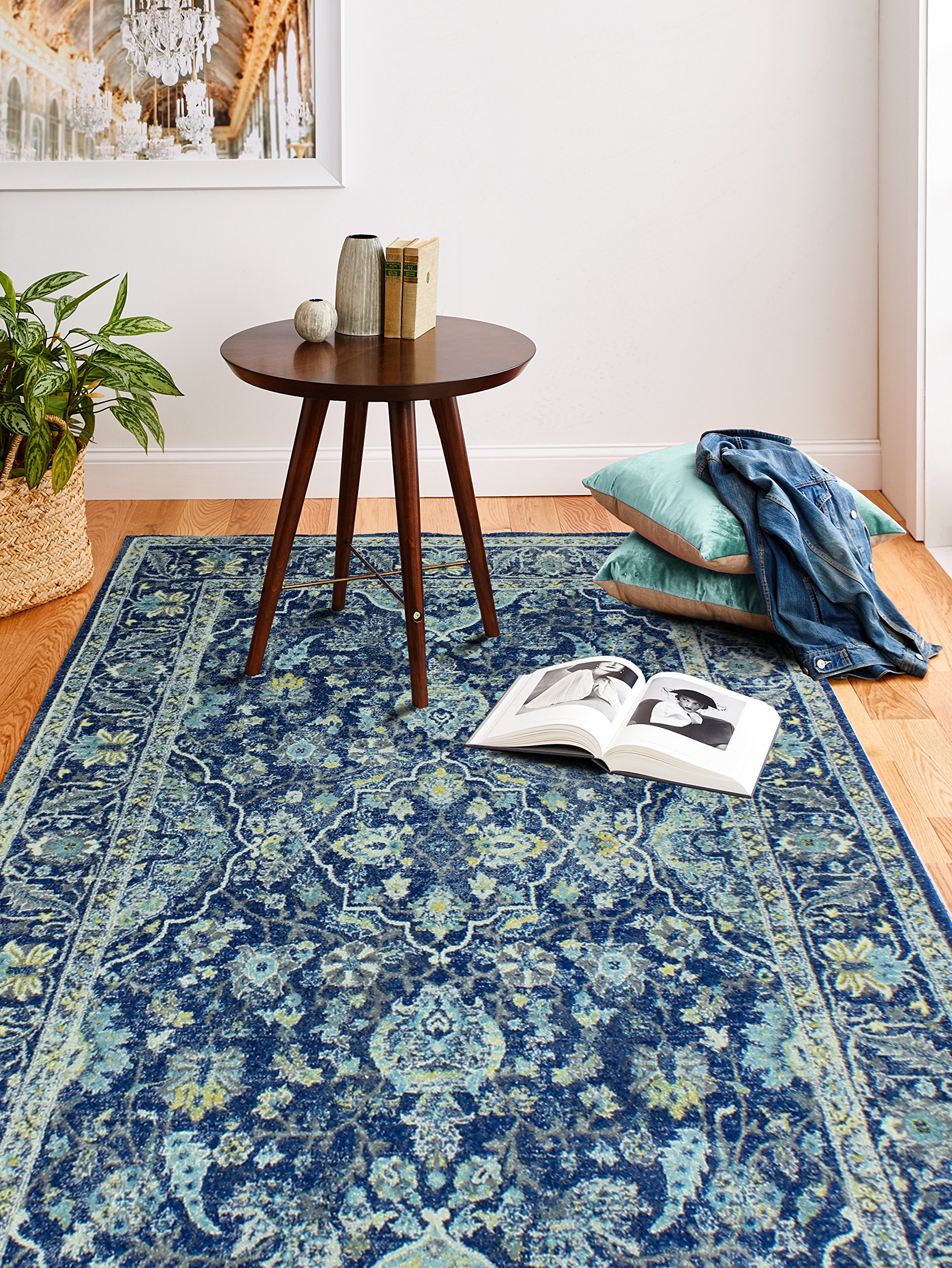 Bashian 5394A Everek Collection Machine Made Polypropylene Area Rug, 7.6' x 9.6', Dark Blue