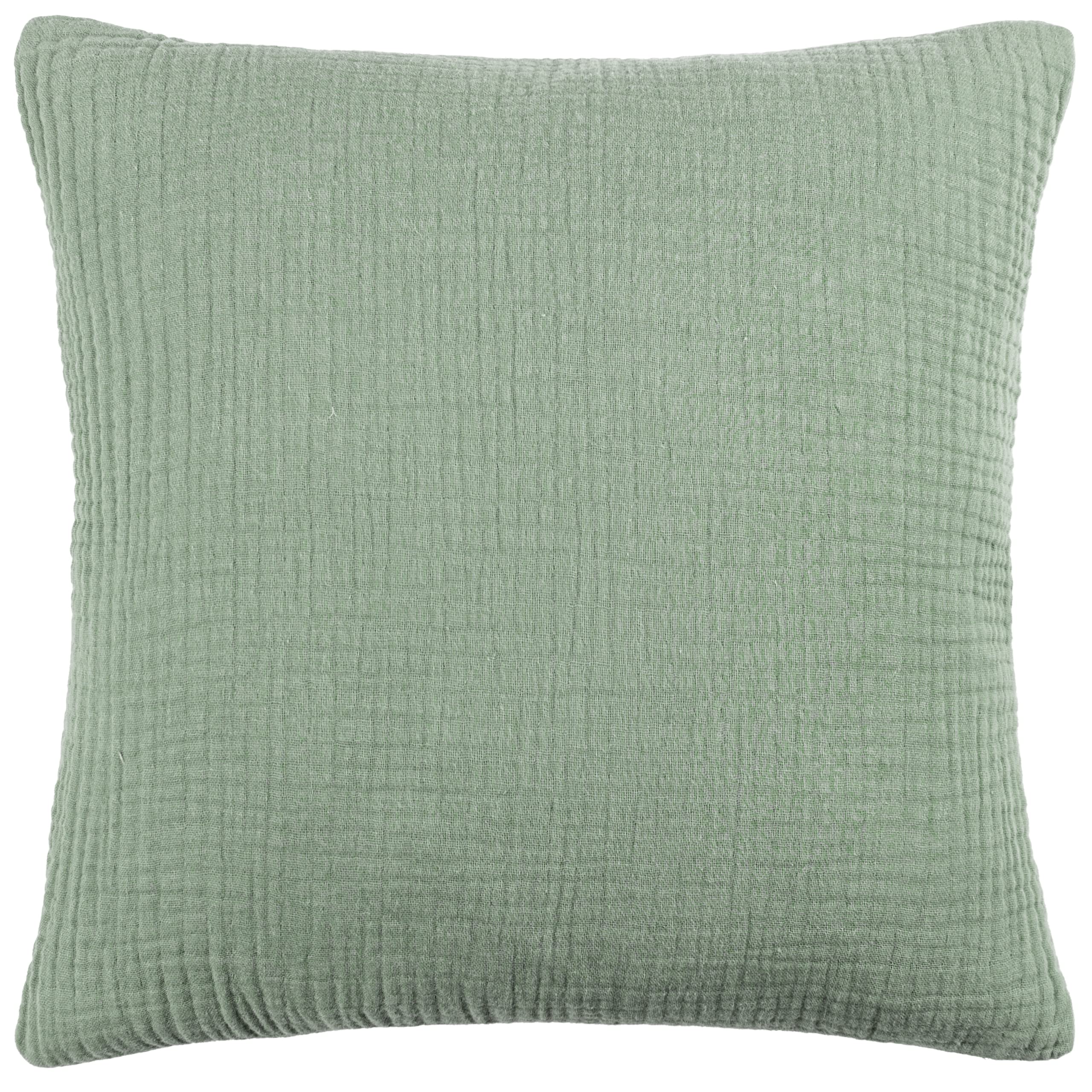 Yard furn Lark Cushion Cover – Soft Minimalistic Textured Muslin Cotton Decorative Case (Eucalyptus – 45x45cm)