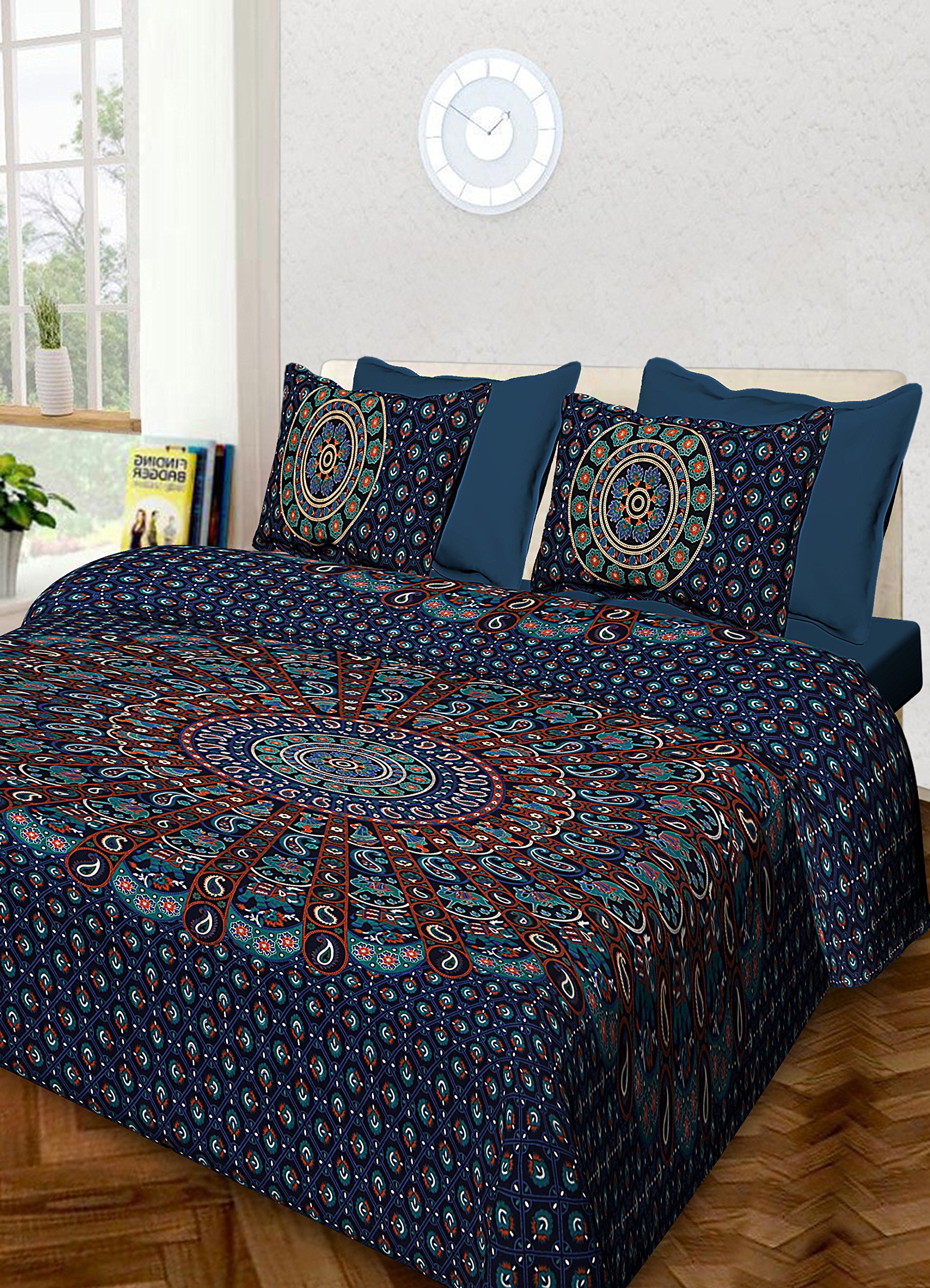 Monique Brand 100% Pure Cotton Blue Color Supreme Quality Super King Size Double Bed Bedsheet with 2 Pillow Covers ||93x108 Inches -DN-BLUDOL (B0B529K5C9) Amazon Price History, Amazon Price Tracker