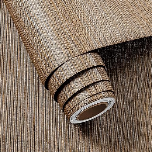 Miniatura 7 de FunStick Papel tapiz autoadhesivo de 15.7 x 472 pulgadas, papel adhesivo marrón tostado extraíble para armarios, paredes de habitación, muebles,