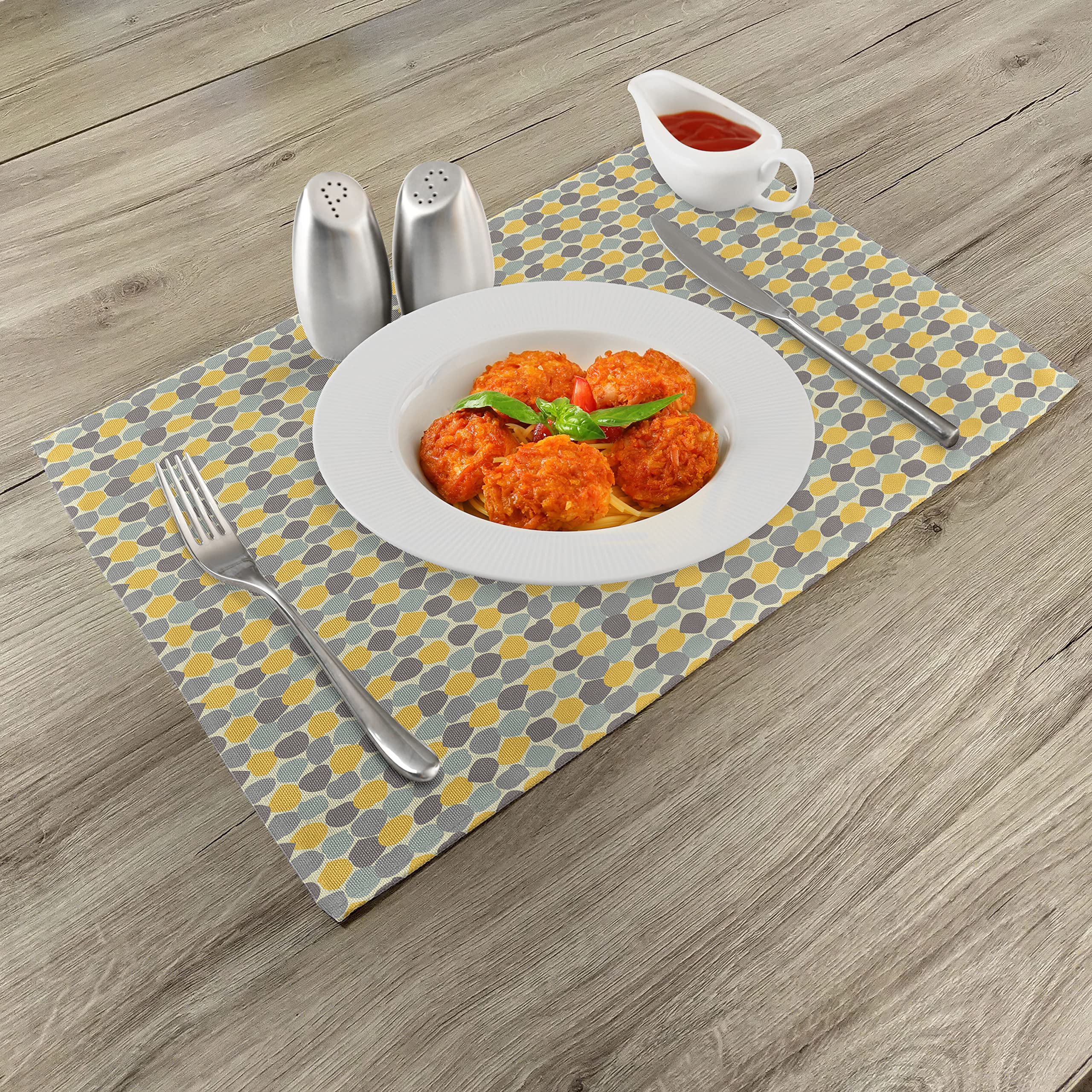 ABAKUHAUS Pizza Tovaglietta Americana Set di 4, Cucina Italiana e Bandiera, Tovagliette in Tessuto Lavabile per Tavolo da Pranzo Cena, Multicolore