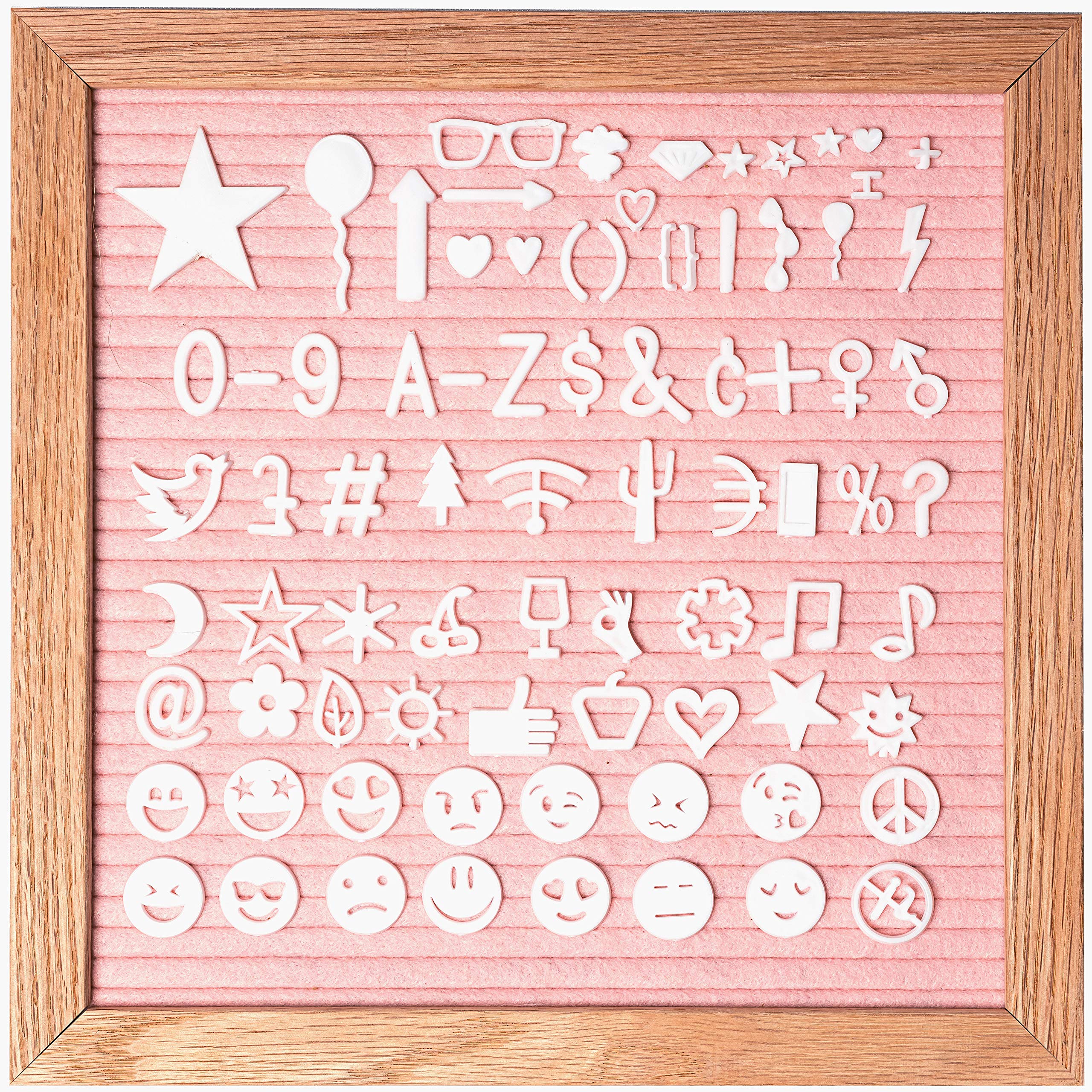 Pink Letter Board With Letters 10x10 In Oak Frame, Pink Message Board With Letters Set, Felt Letter Board Pink with 374 Precut Letters and Symbols, Pink Felt Letterboard For School