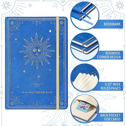 Miniatura 3 de Artfan Cuadernodiario a rayas  Cuaderno clásico de piel sintética de papel grueso de alta calidad con bolsillo + separadores de páginas, regalos,