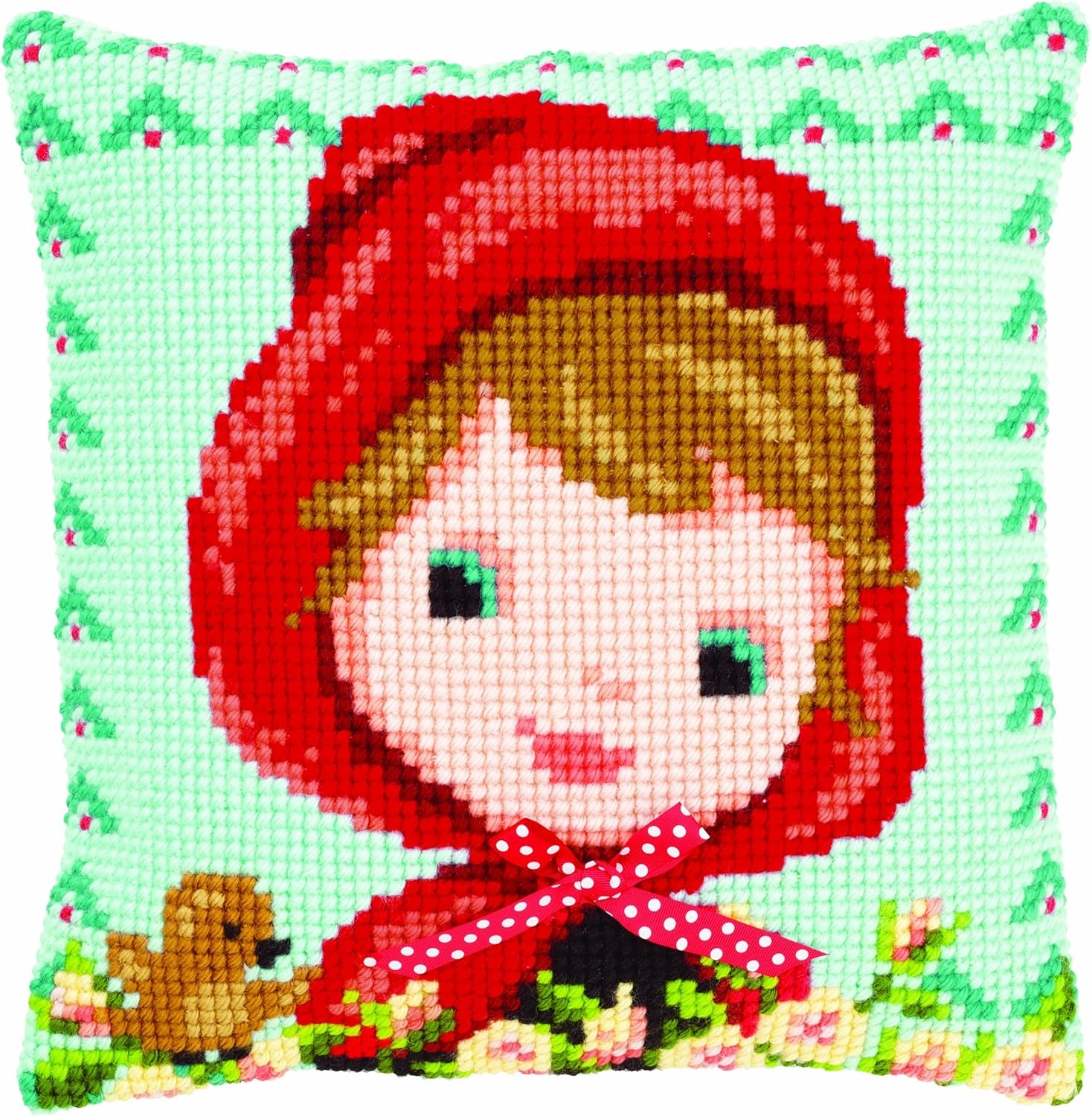 Vervaco Red Riding Hood with Bow Cushion Cross Stitch Kit