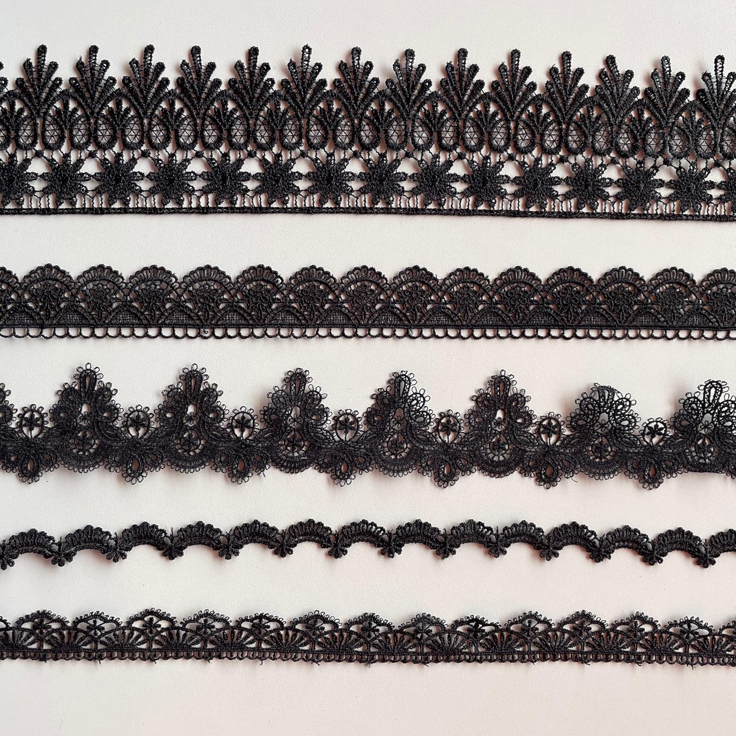 IDONGCAI Black Venise Lace Trim 10Yards Floral Applique for Sewing & Crafts | Intricate embroidery for gothic costumes, bridal alterations,and craft projects.Durable,easy-to-sew lace with elegant finish