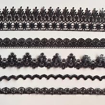 IDONGCAI Black Venise Lace Trim 10Yards Floral Applique for Sewing & Crafts