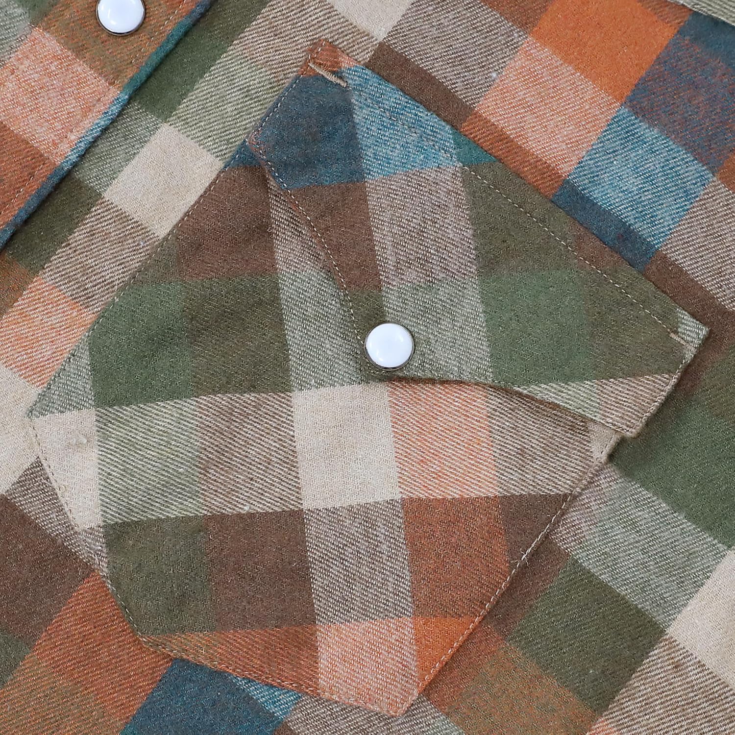 Dubinik® 6 oz Flannel Shirt for Men Western Cowboy Pearl Snap Long Sleeve Work Casual Buttons Vintage Plaid Shirts - Image 4