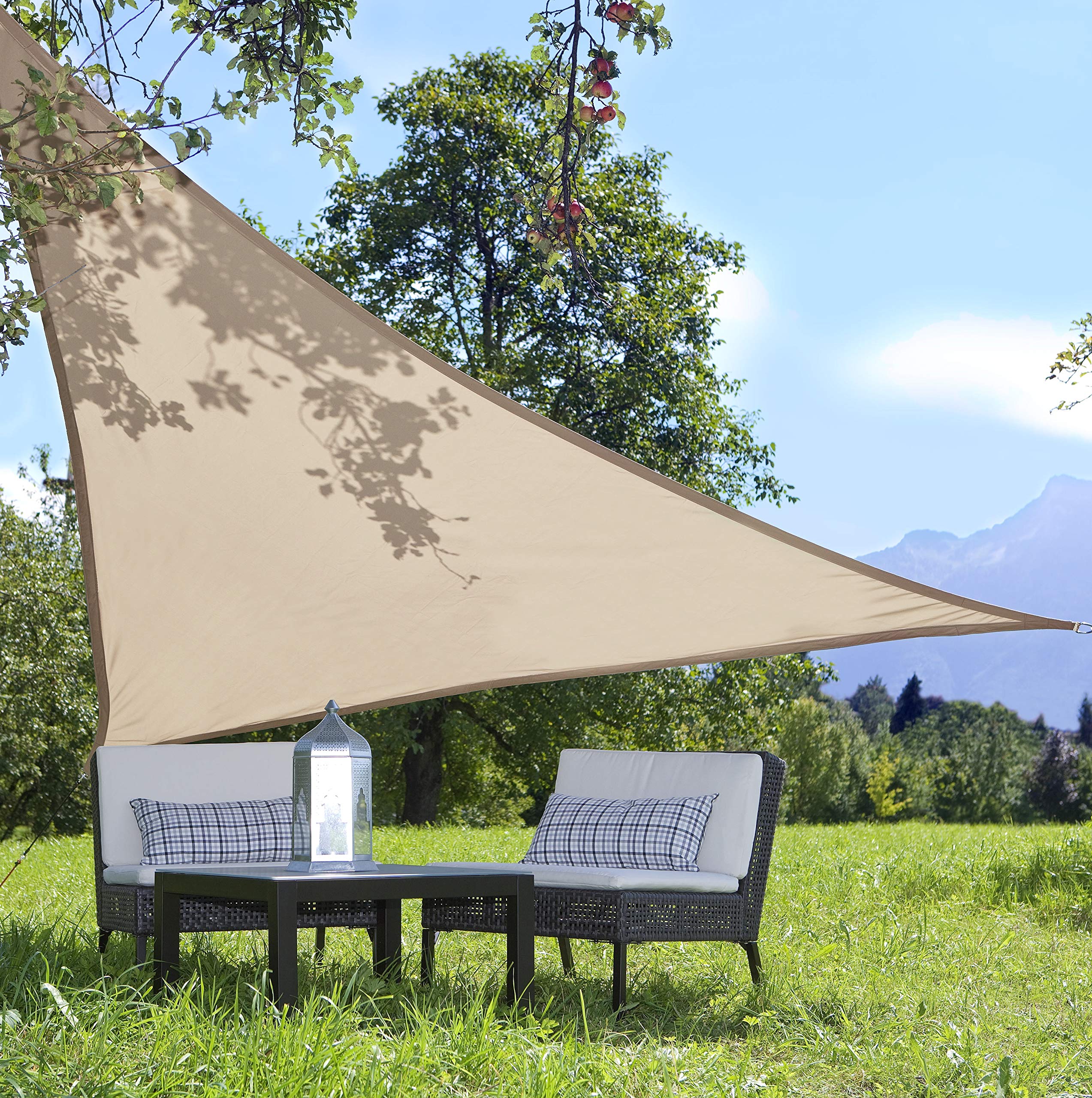 Windhager SunSail Riviera, Sonnensegel, Sonnenschutz, UV-Schutz, witterungsbeständig, wasserabweisend, Dreieck (gleichschenkelig), 10888, khaki, 3,6 m, Dreieck 3,6 m