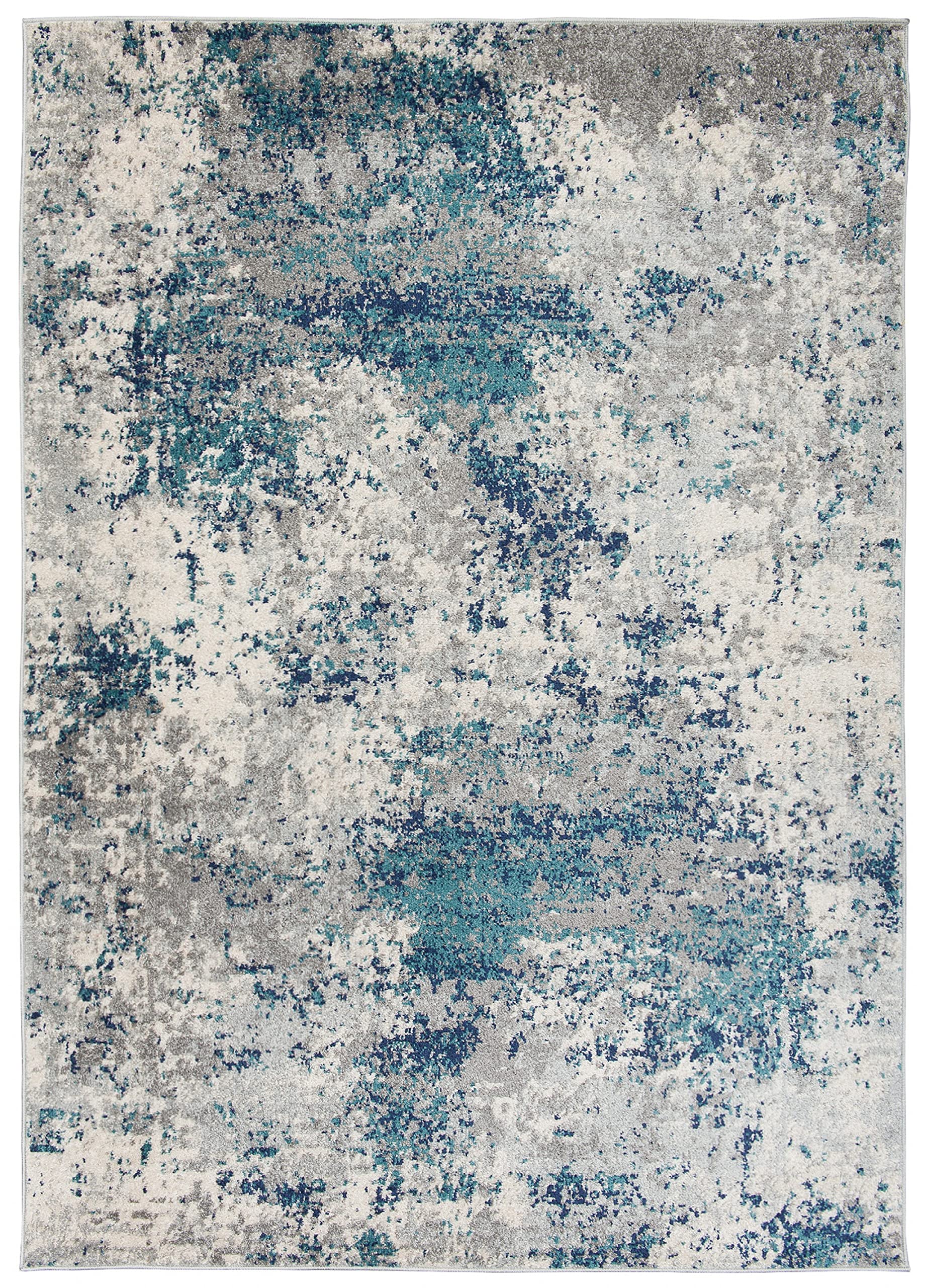 TAPISO Denver Tapis de Salon Chambre Salle à Manger Adulte Bureau Design Moderne Bleu Marine Gris Moucheté Motif Abstrait Doux Poil Court Frise Confortable 240 x 330 cm