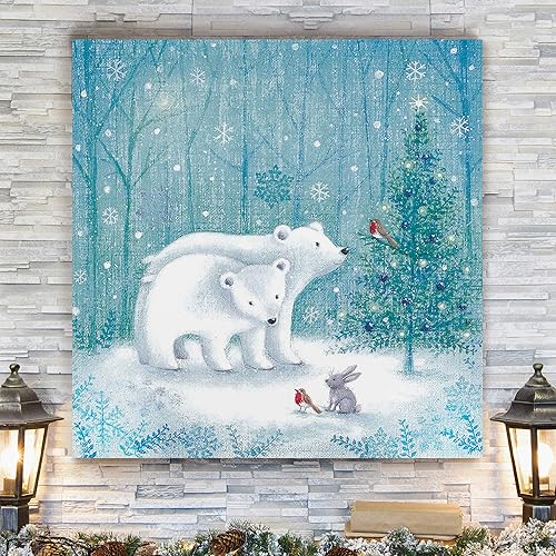 Miniatura 3 de Renditions Gallery Lienzo decorativo para pared, diseño navideño con diseño de oso polar, 24.0 x 24.0 in