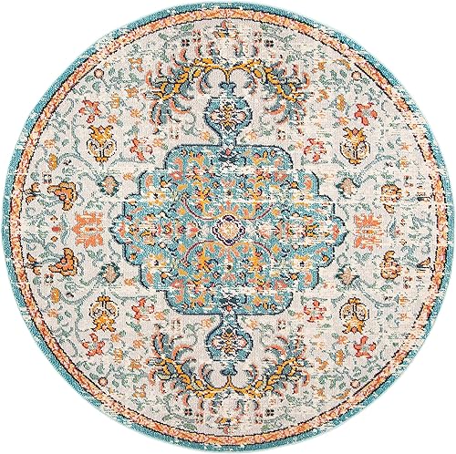 Miniatura 3 de SAFAVIEH Colección Madison MAD447F - Alfombra bohemio con medallón chic antiguo y elegante, no desprende pelusa, para sala, dormitorio, comedor,