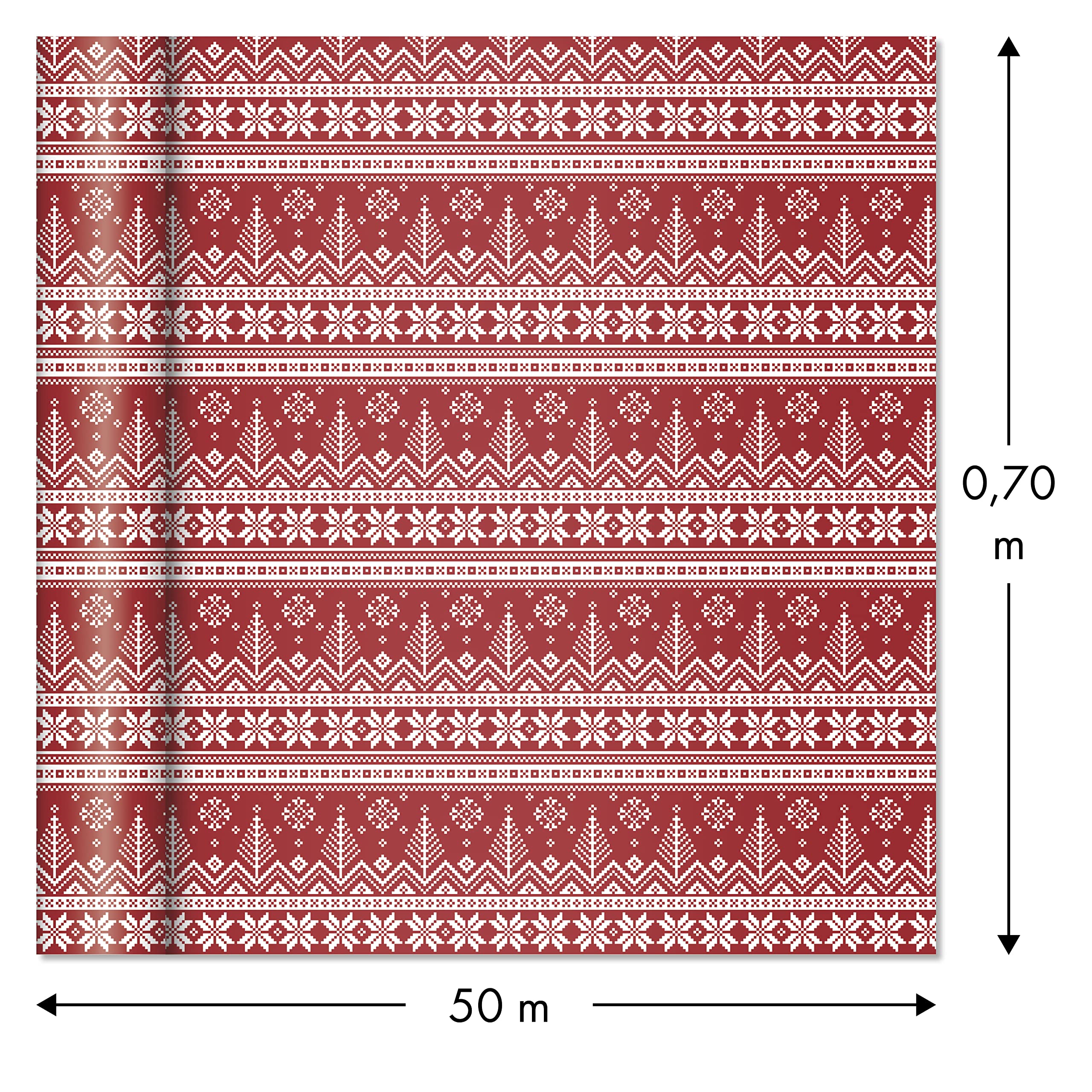Clairefontaine 201341C Rolle Geschenkpapier 50x0,70m Alliance 60g Rot Xmas
