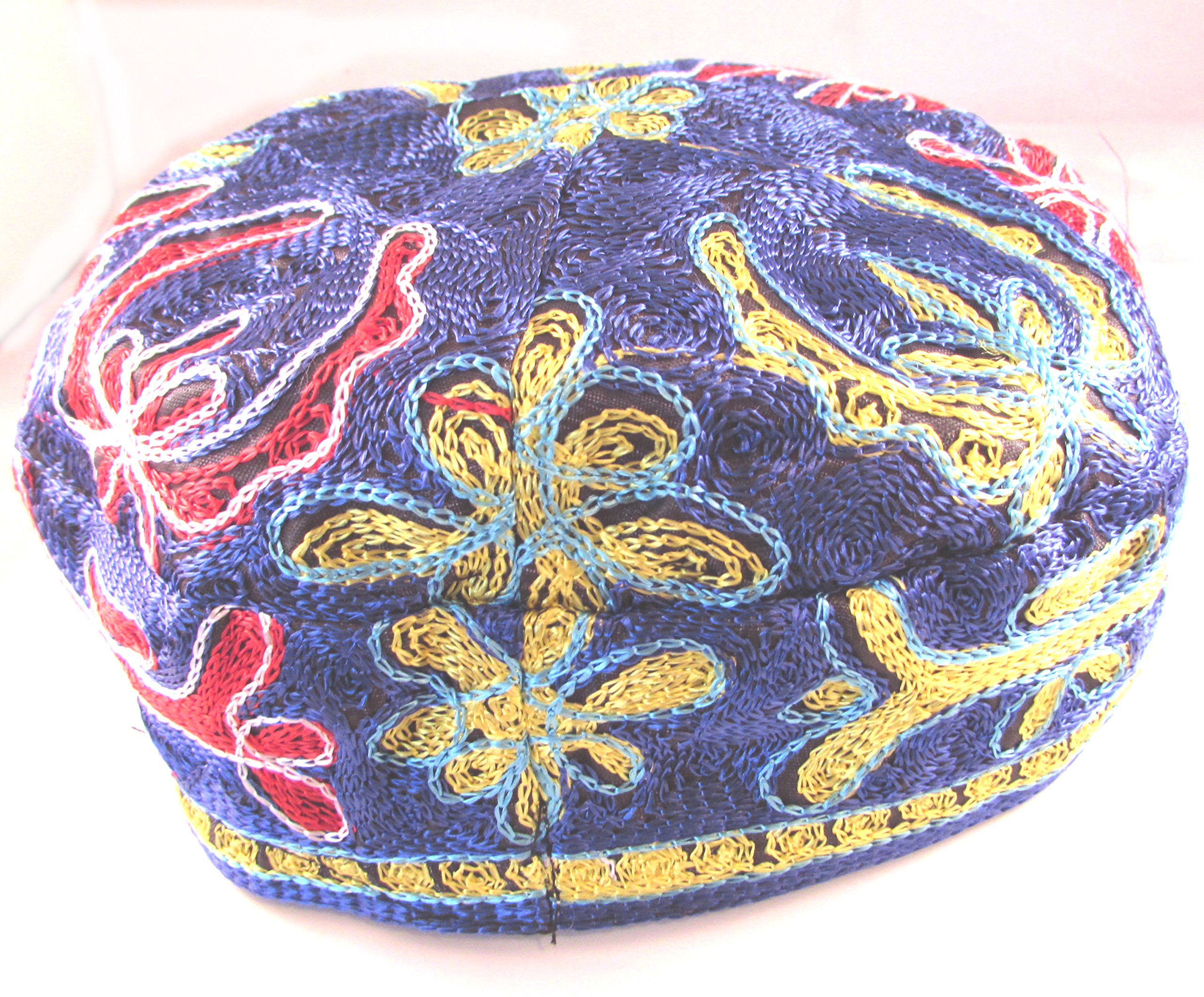 Round Designs Blue bukharian Yarmulke Kippah