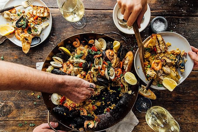 Matfer Bourgeat Black Carbon Steel Paella Pan, 14 1/8"