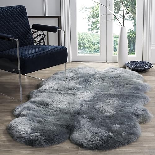 SAFAVIEH Sheep Skin Collection Accent Rug - 3'7" x 5'11",