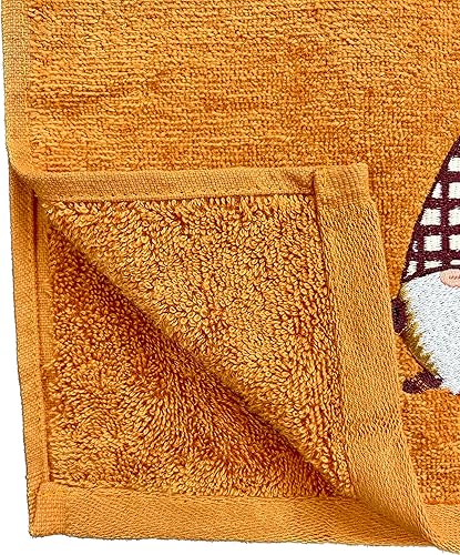 Miniatura 3 de Serafina Home Toallas de baño de otoño gnomo sobre terracota naranja óxido de felpa, juego de 2 piezas, 12 "x 18" decoración de baño