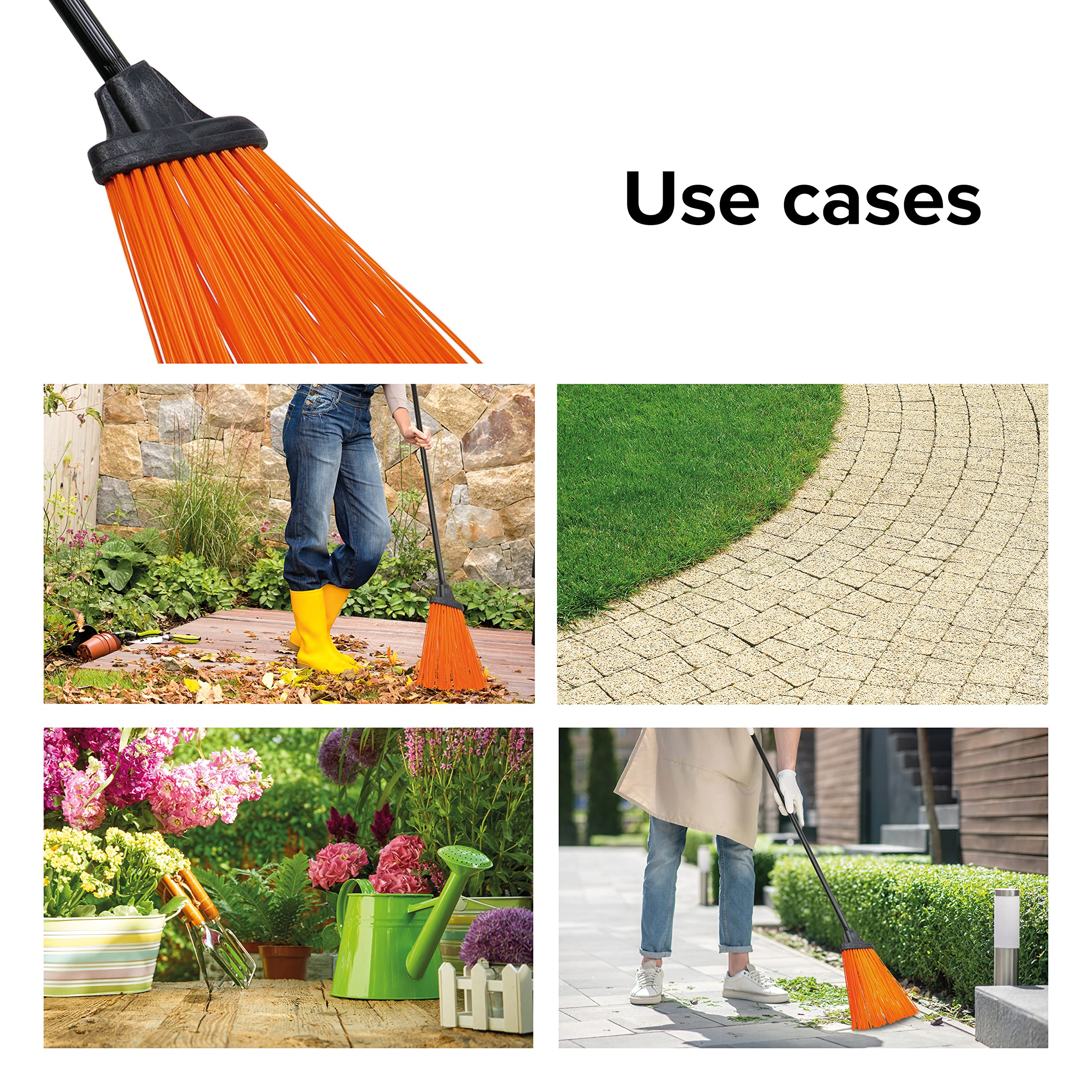 Scopa da Giardino Con Setole Dure - Perfetta per Spazzare All'aperto in Giardino e Patio - Resistente per Esterni, Adatta Alla Maggior Parte dei Manici