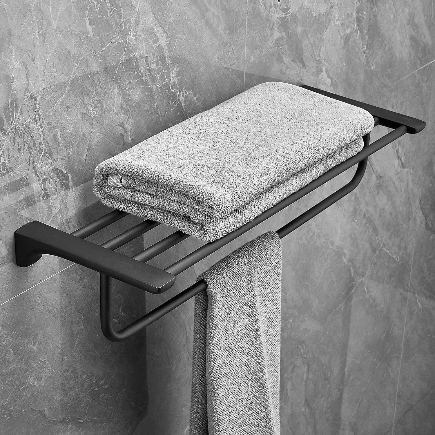 Plantex Space Aluminium Towel Rack with Fix Towel Rod/Towel Bar/Towel