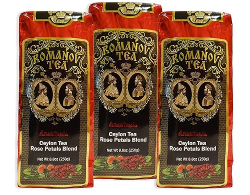 ANASTASIA té de hoja negra de Ceilán 100% puro con la adición de cártamo y pétalos de rosa. (paquete de 3) disponible en Yaxa Peru