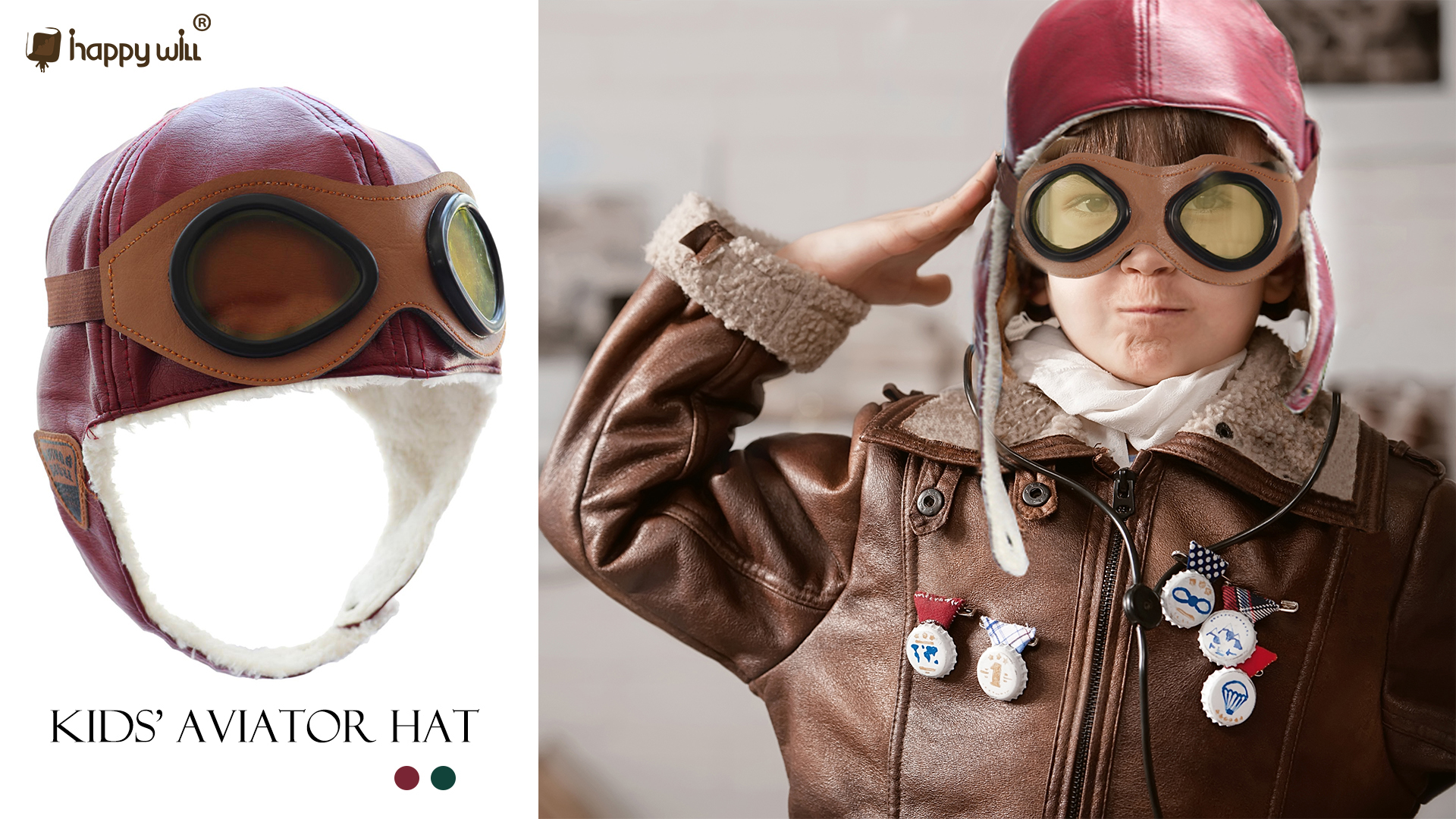 帽子 PeepLover Amazon.com: Happy Will Baby Kids Pilot Hat Winter Warm Aviator Cap