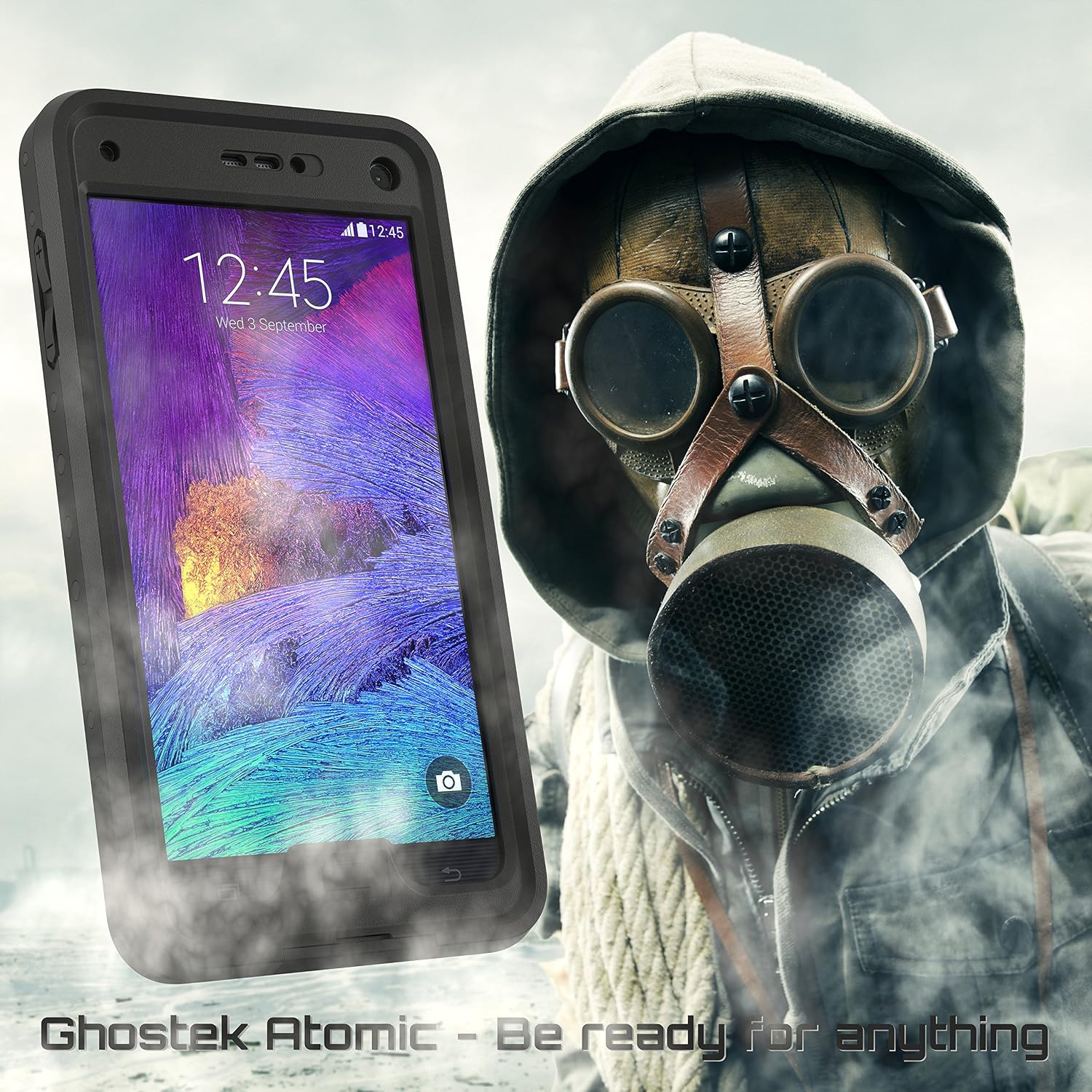 Note 4 Waterproof Case, Ghostek Atomic Series for Samsung Galaxy Note 4 Shockproof Armor Slim Hybrid Impact Liquid Swimming Diving Dirtproof Dustproof Snowproof Hard Soft Shell Cover Case (Black)