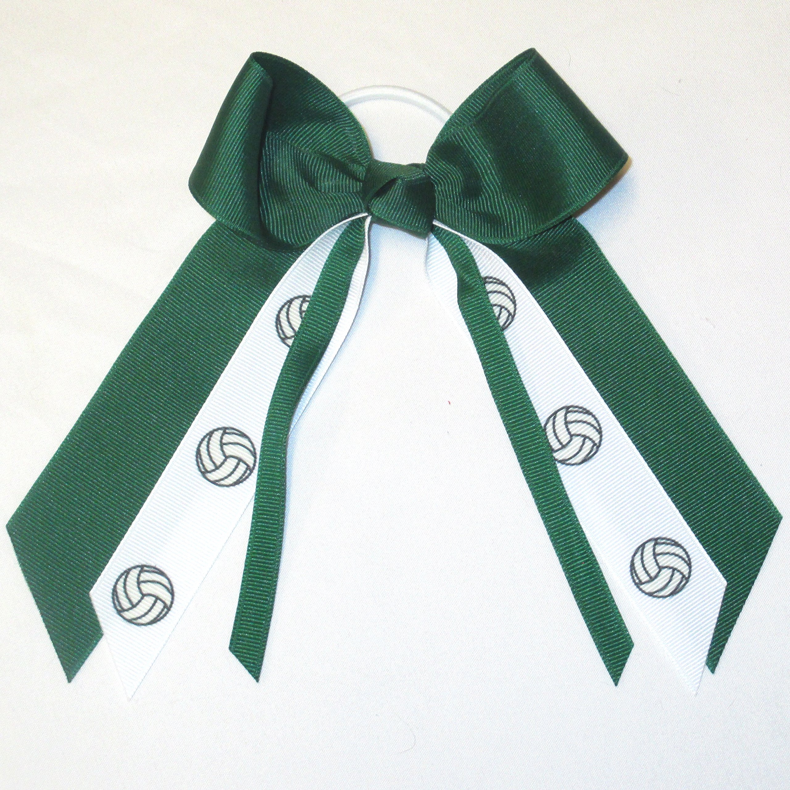 Sublimation Specialties Volleyball Hair Bow - Made in The USA, White Pony Bands
