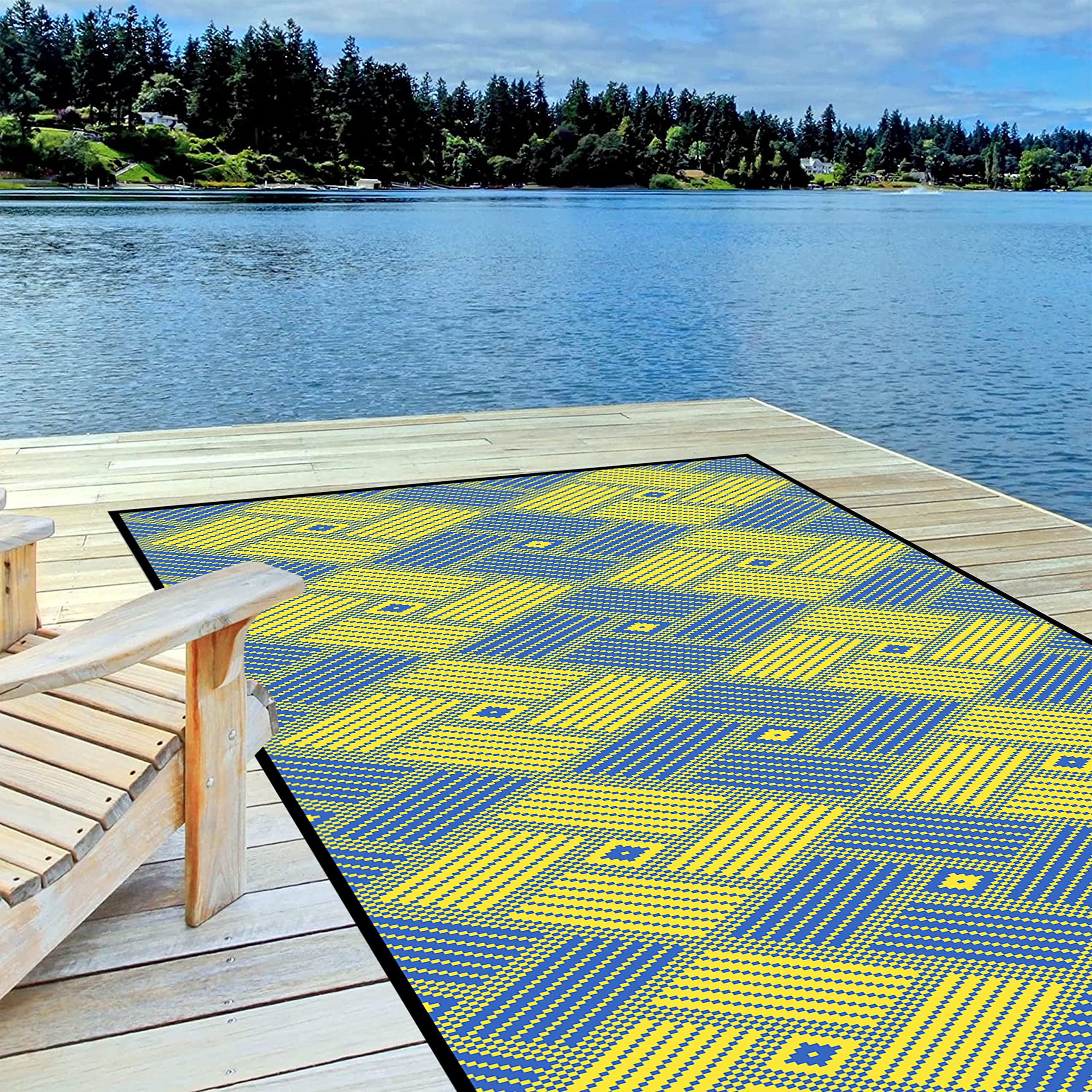 ARSUK Tappeto da Esterno in Plastica (210x150 cm) – Tappeto per Patio, Giardino, Spiaggia, Campeggio, Balcone, Terrazza, Cortile, Veranda – Lavabile, Portatile, Confortevole, Resistente e Anti-UV