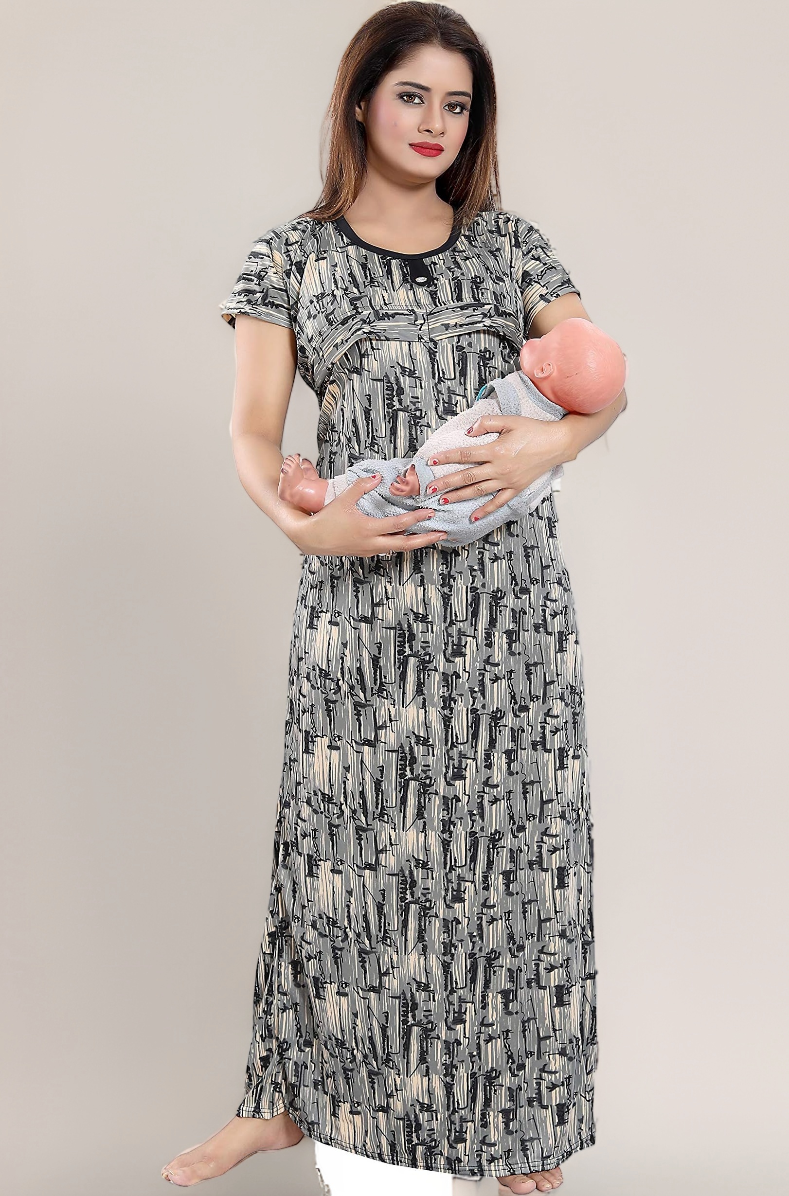 Fabme Women Satin Maxi Nightdress