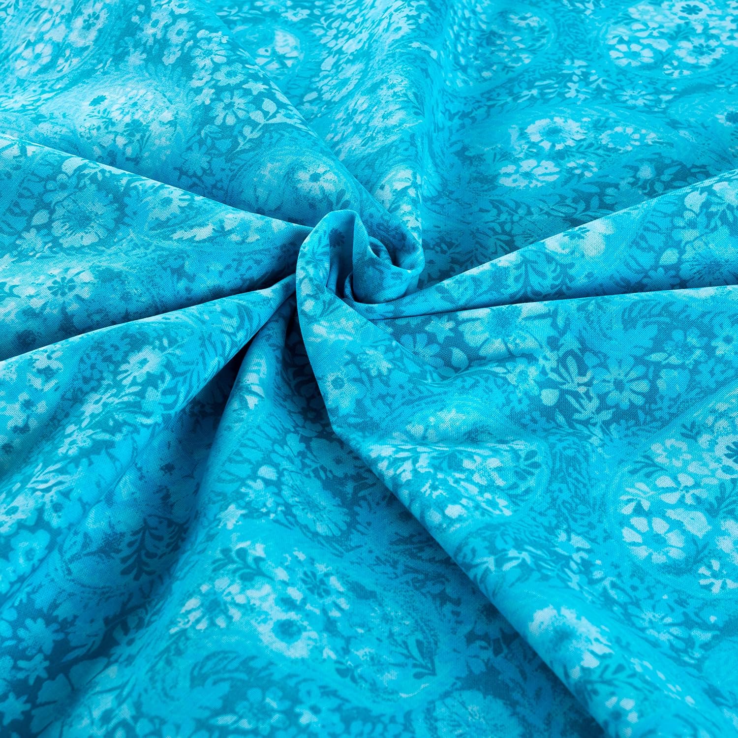 108" Wide Back Paisley Turquoise, Fabric by the Yard