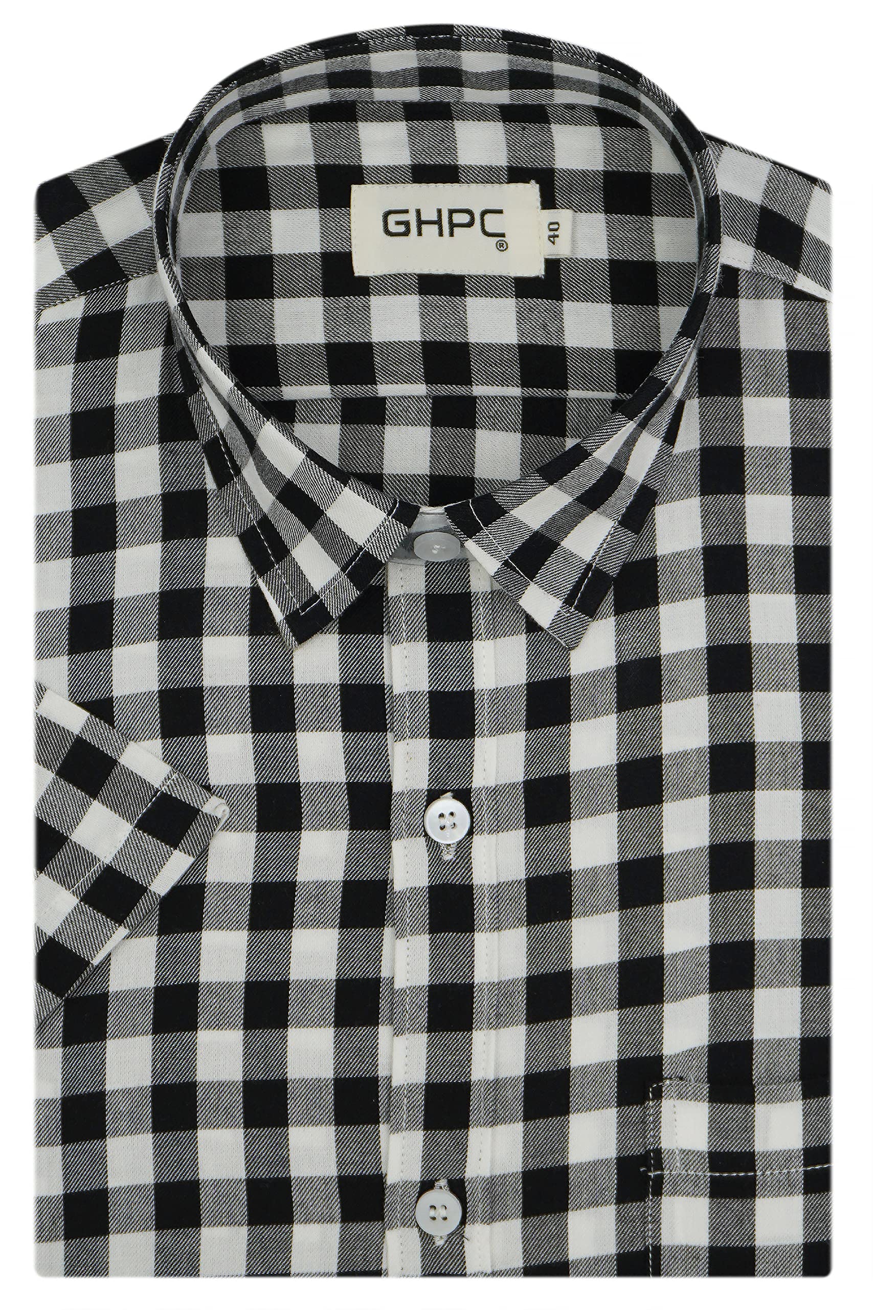 ghpc by Arihant Men's 100% Cotton Gingham Checks Half Sleeves Regular Fit Formal Shirt-picture-43