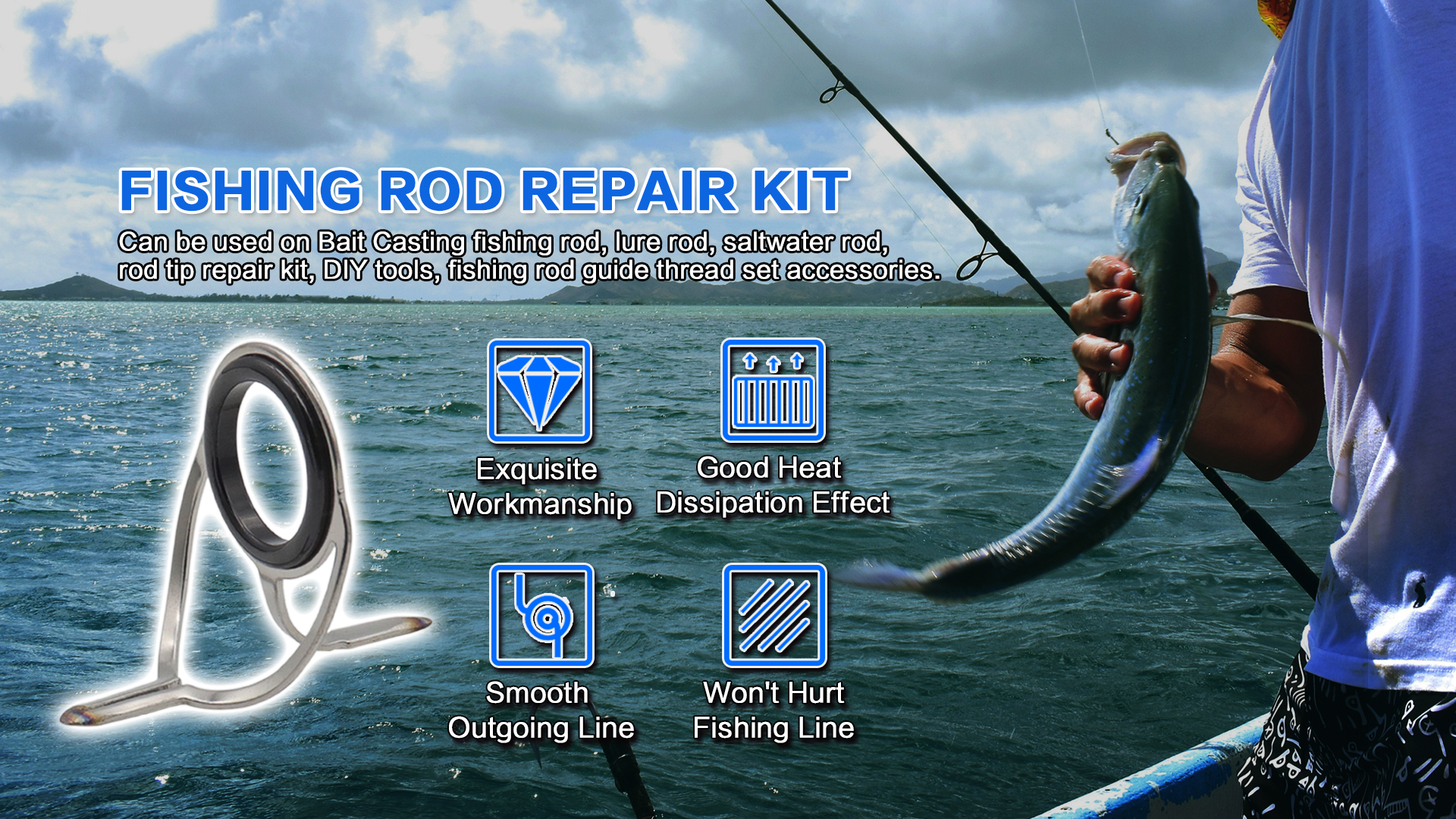 Amazon.com : iztor 60 Pcs 7 Size Fishing Rod Guide Eyelet Repair Kit Silver  Integrated Ceramics Stainless Steel Bait Casting Replacement Parts Wire  Loop Ceramic Wire Ring Dual Foot Guide Ring :