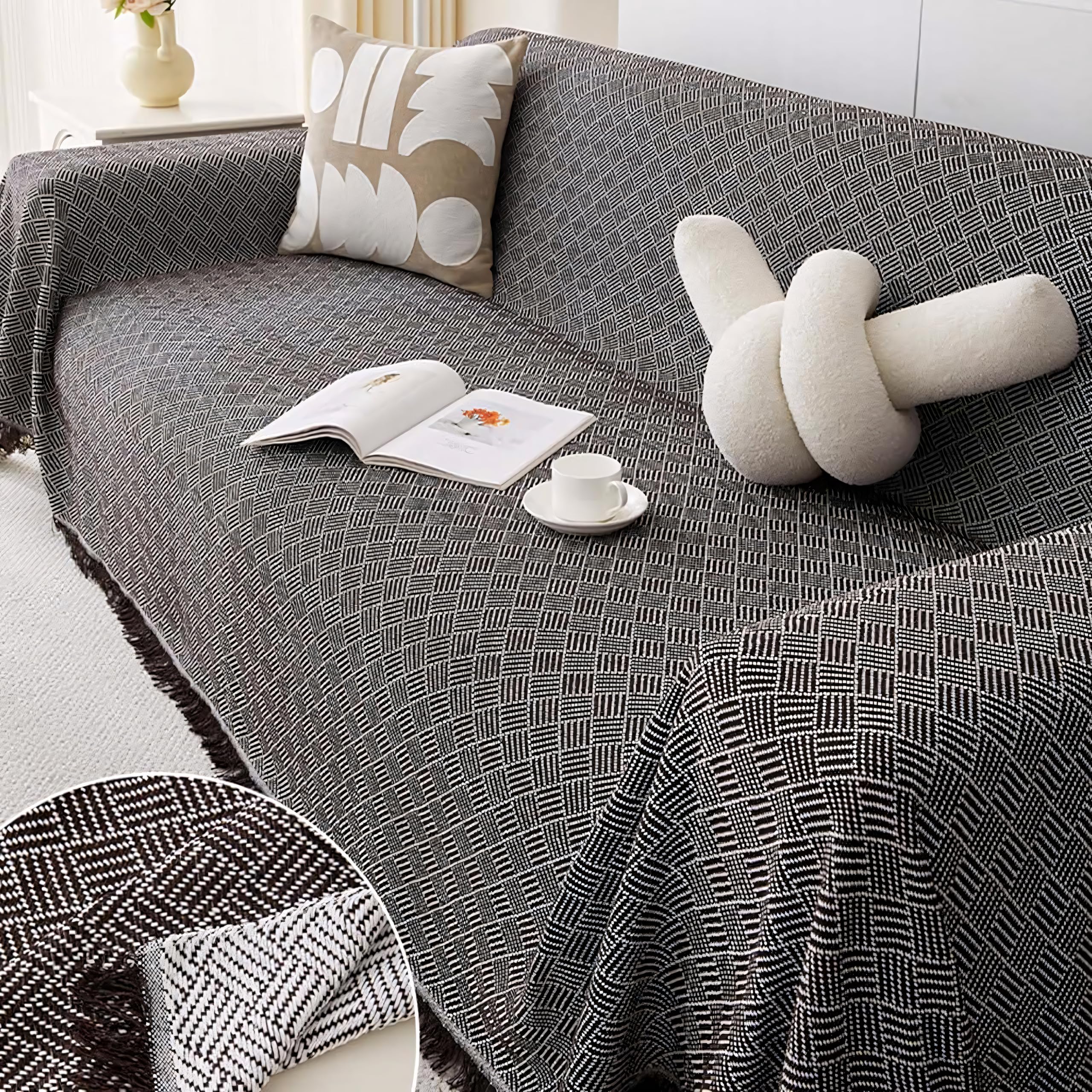 SDYdsgE sofa cover， Large Sofa Covers for Sectional 1 2 3 4 Seater Slipcovers with L Shape Furniture Protector(Coffee,180x300cm)