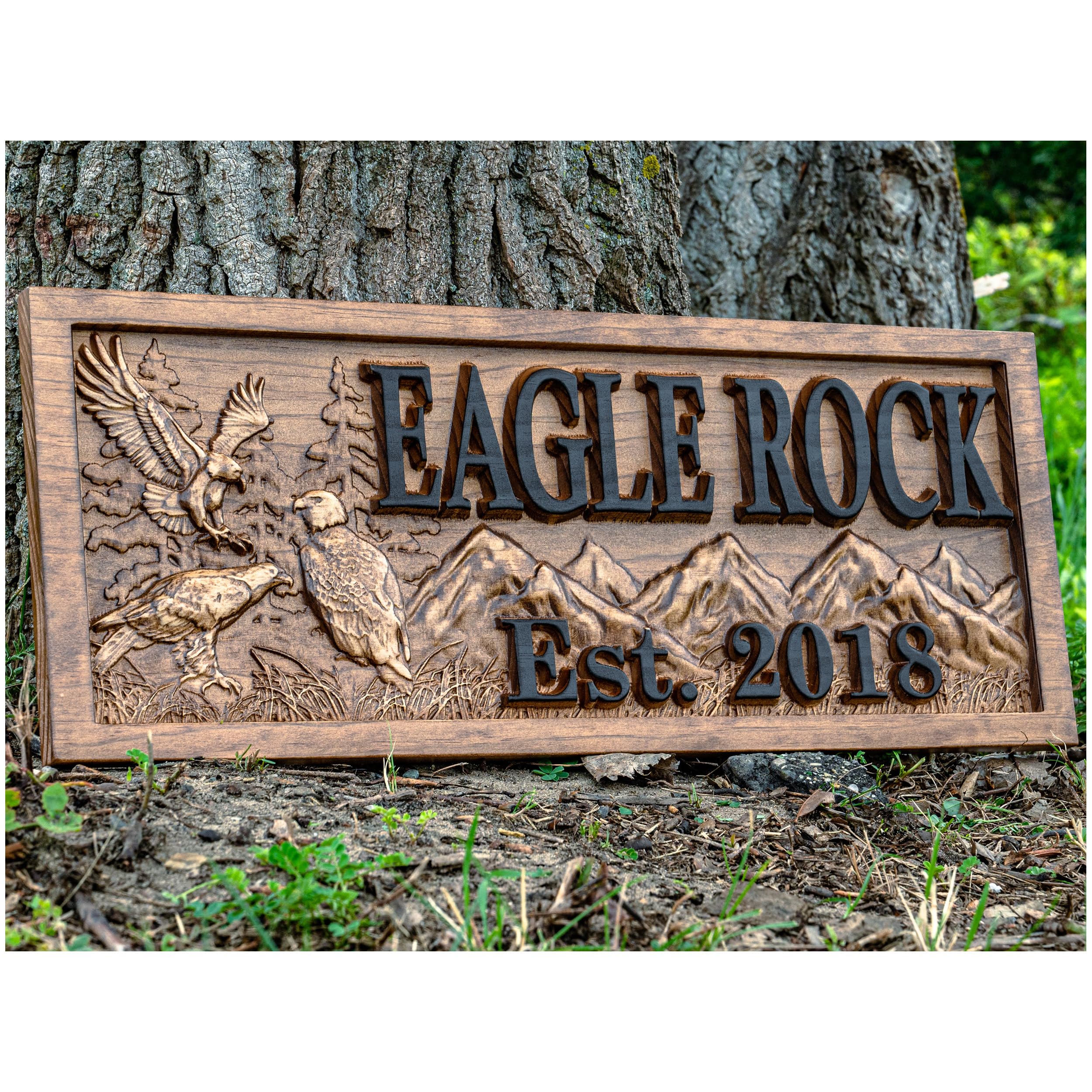 Custom Eagle Sign | American Eagle Wall Art | Front Door Sign | Front Porch Decor | Wood Name Sign | US Eagle Decor | Flying Eagle Wood Sign