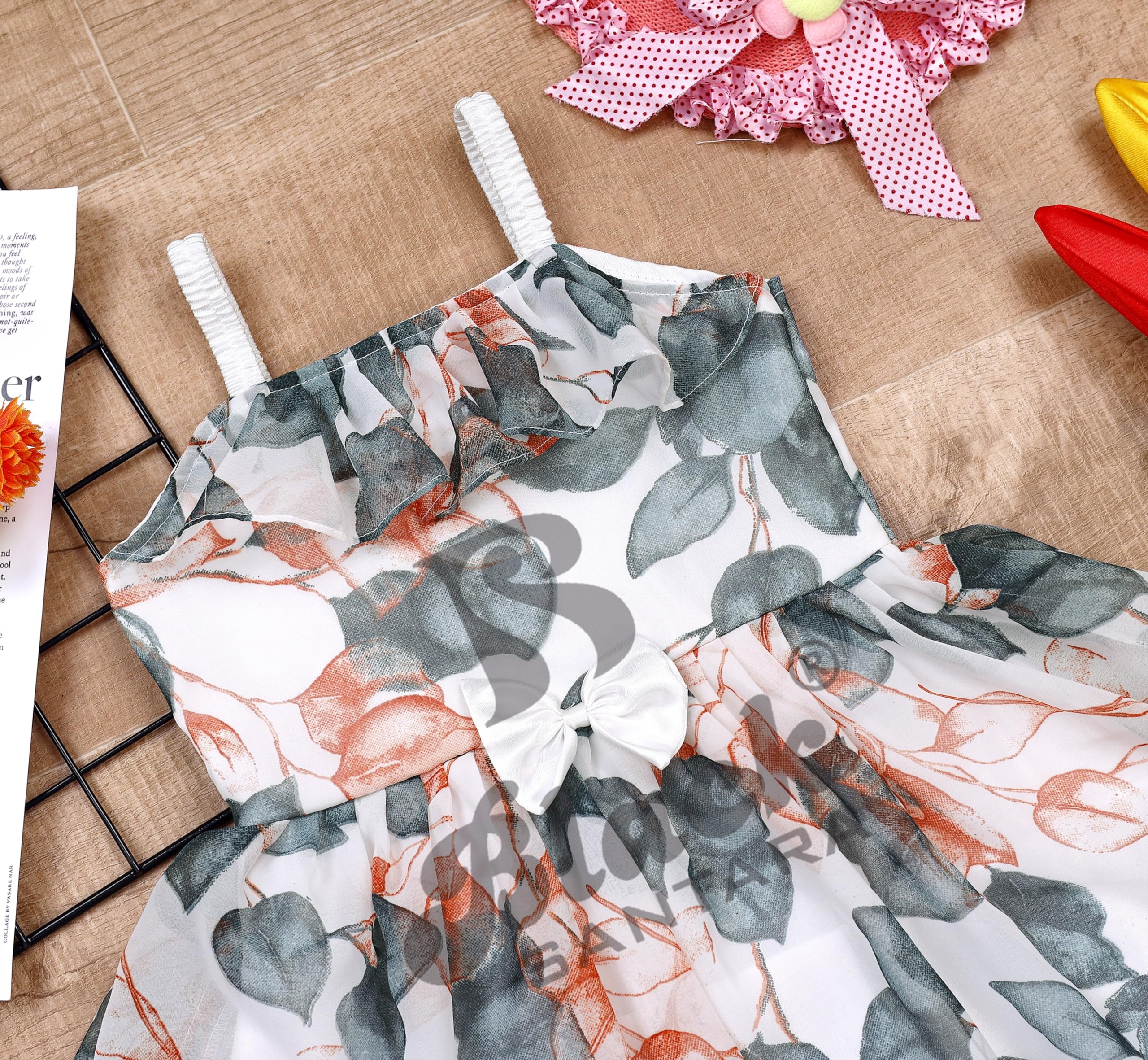 Viva Enterprise Baby Girls Floral Printed Dresses and Frocks (2-3 Years, White) 2