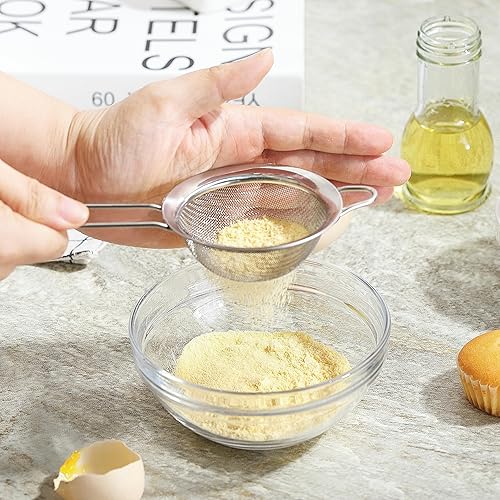 Miniatura 6 de Coladores de malla fina para cocina, colador pequeño de acero inoxidable de metal a mano, colador de cóctel, colador de té, café, jugo de colador de
