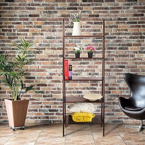 Miniatura 8 de Estantería con forma de escalera y 5 estantes Casual Home Madera Espresso