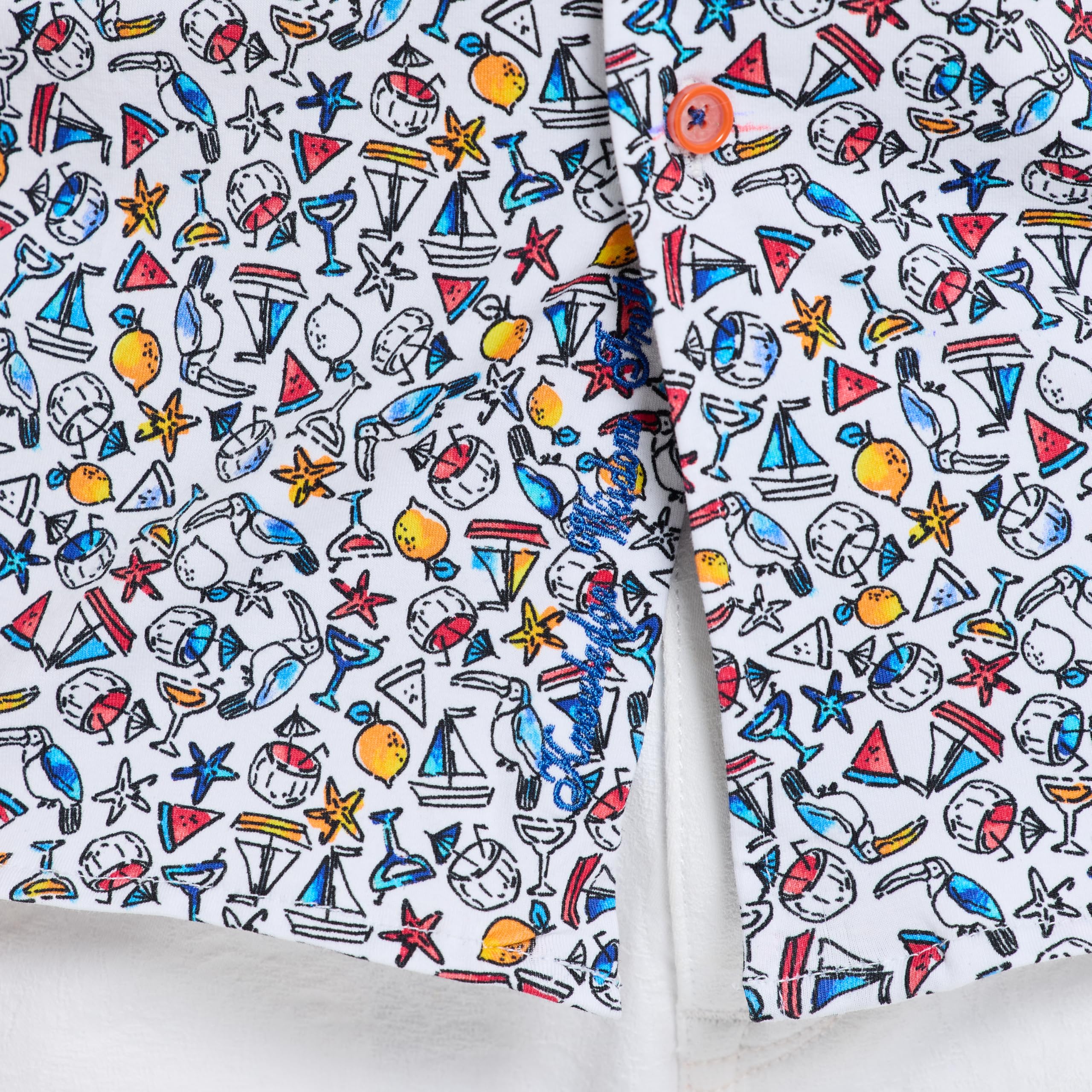 Robert Graham Herren Summer Sails Short Sleeve Button Down Performance Knit Shirt Sommersegel