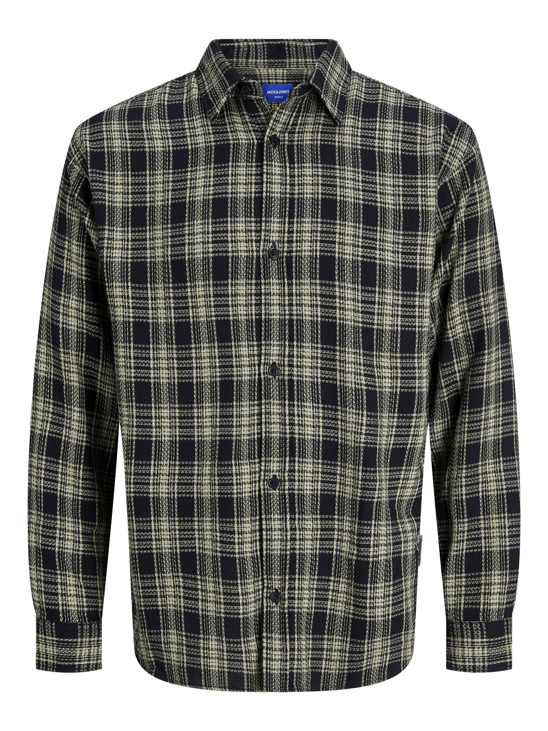 JACK & JONES Men's Jorgracia Parker Check Shirt Ls Sn Polo, Black, L